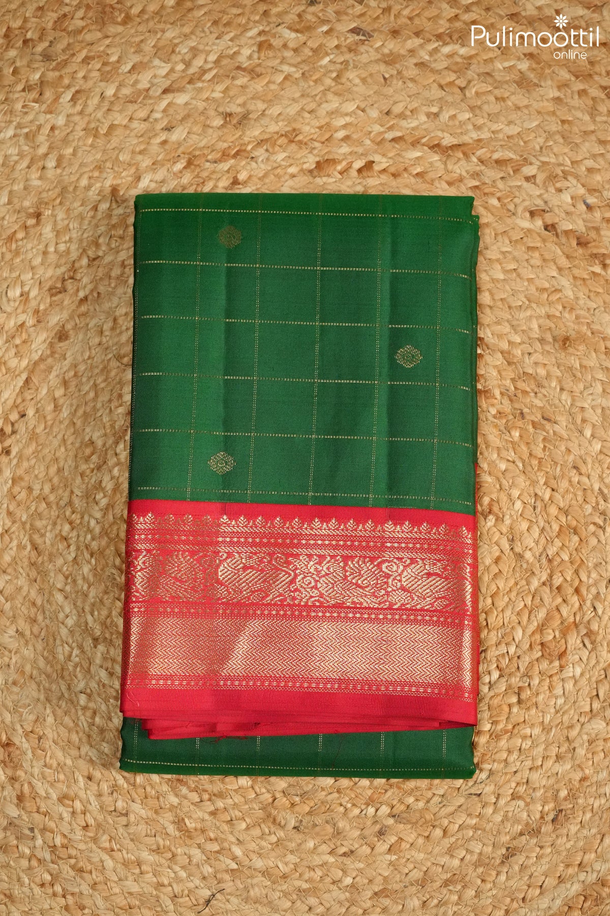 Bottle Green Colour Kanchipuram Designer Saree