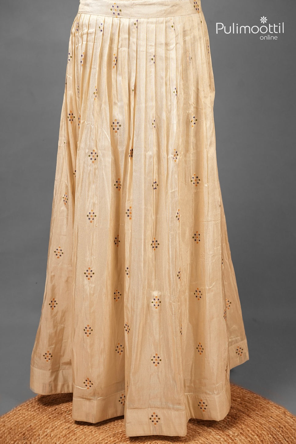 Ready-to-Stitch Golden Tissue Dhavani Set