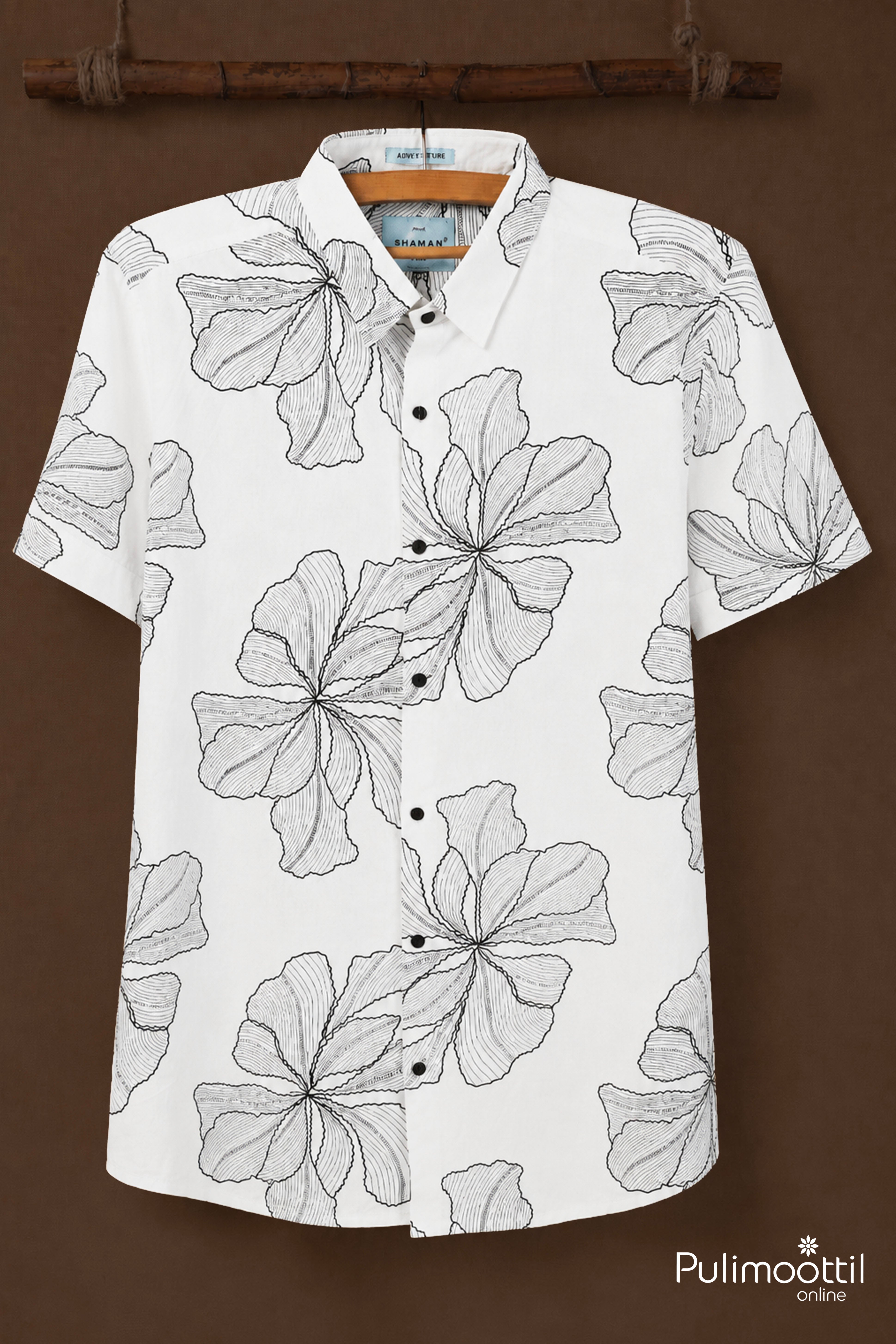 White Color Half Sleeve Mens Shirt With Floral Print