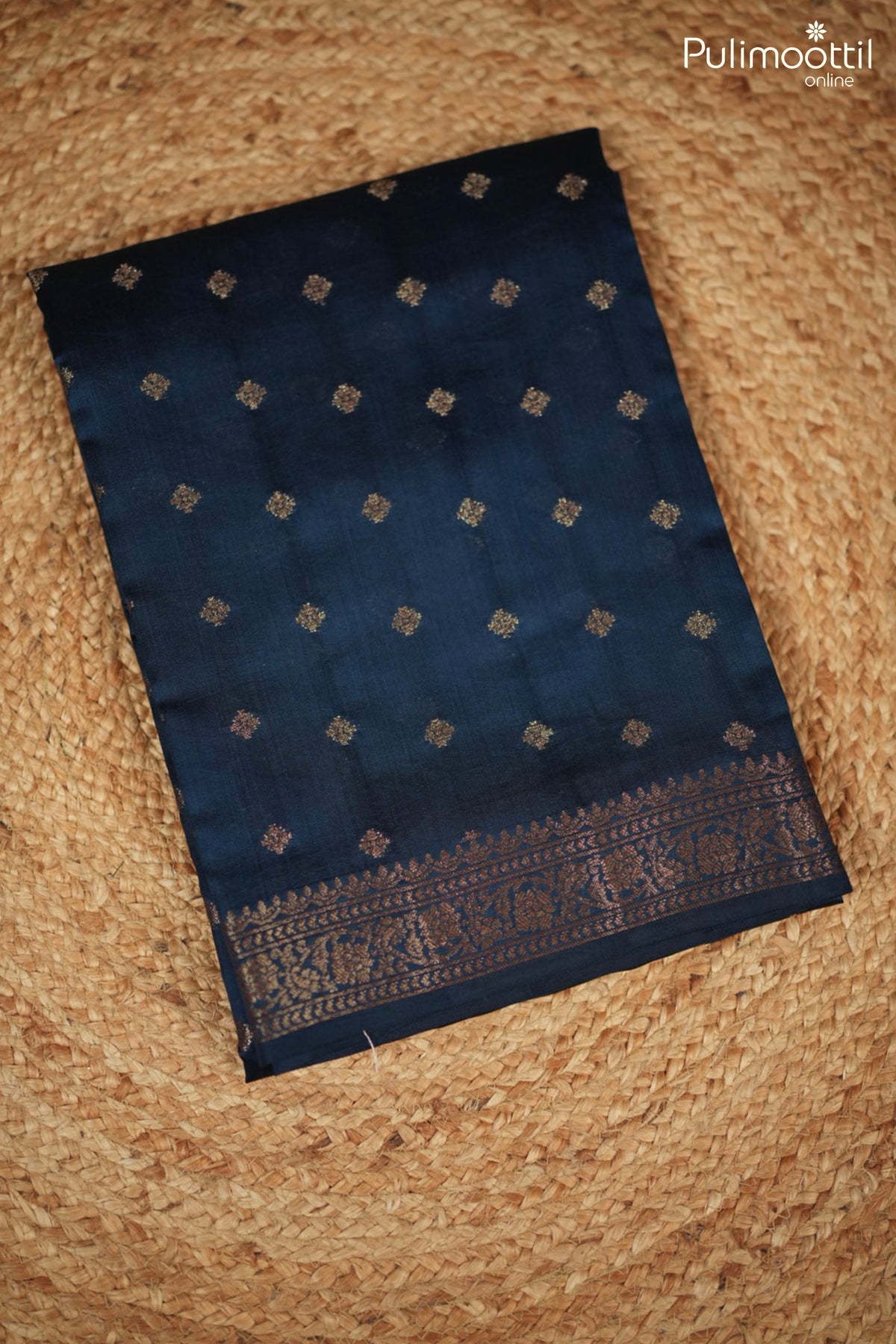 German Blue Color Chanderi Silk Saree