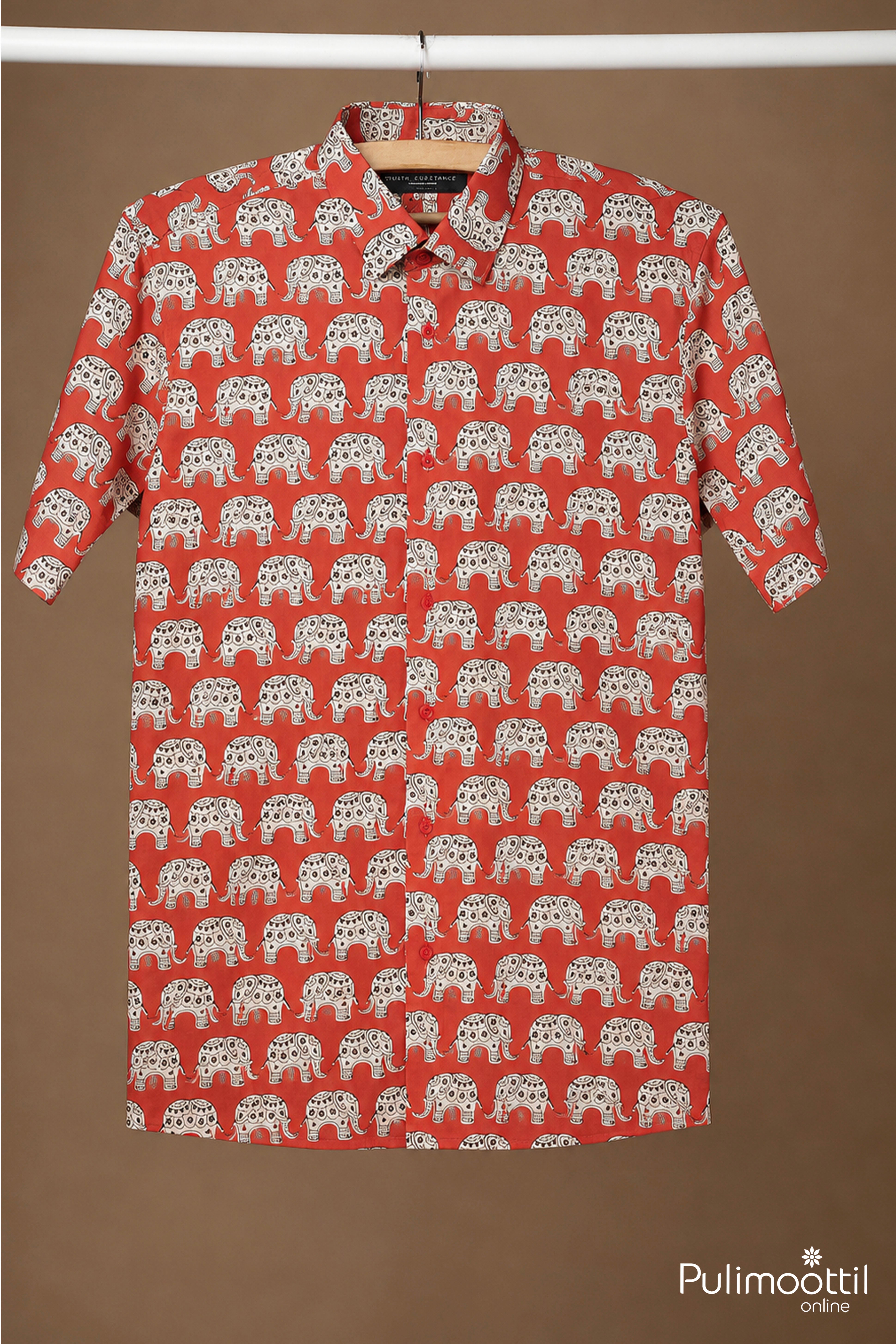 Terracotta Red Color Half Sleeve Mens Shirt