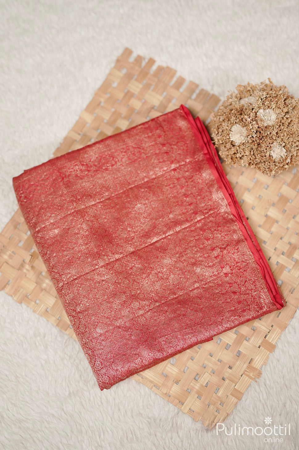 Red Colour Tussar Banarasi Saree.