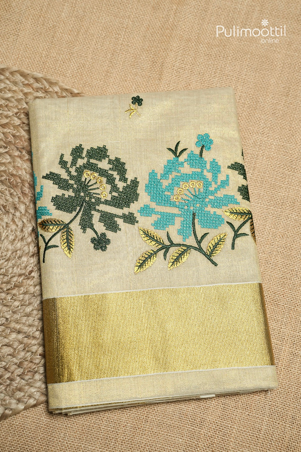Kerala Traditional Golden Tissue Set Saree