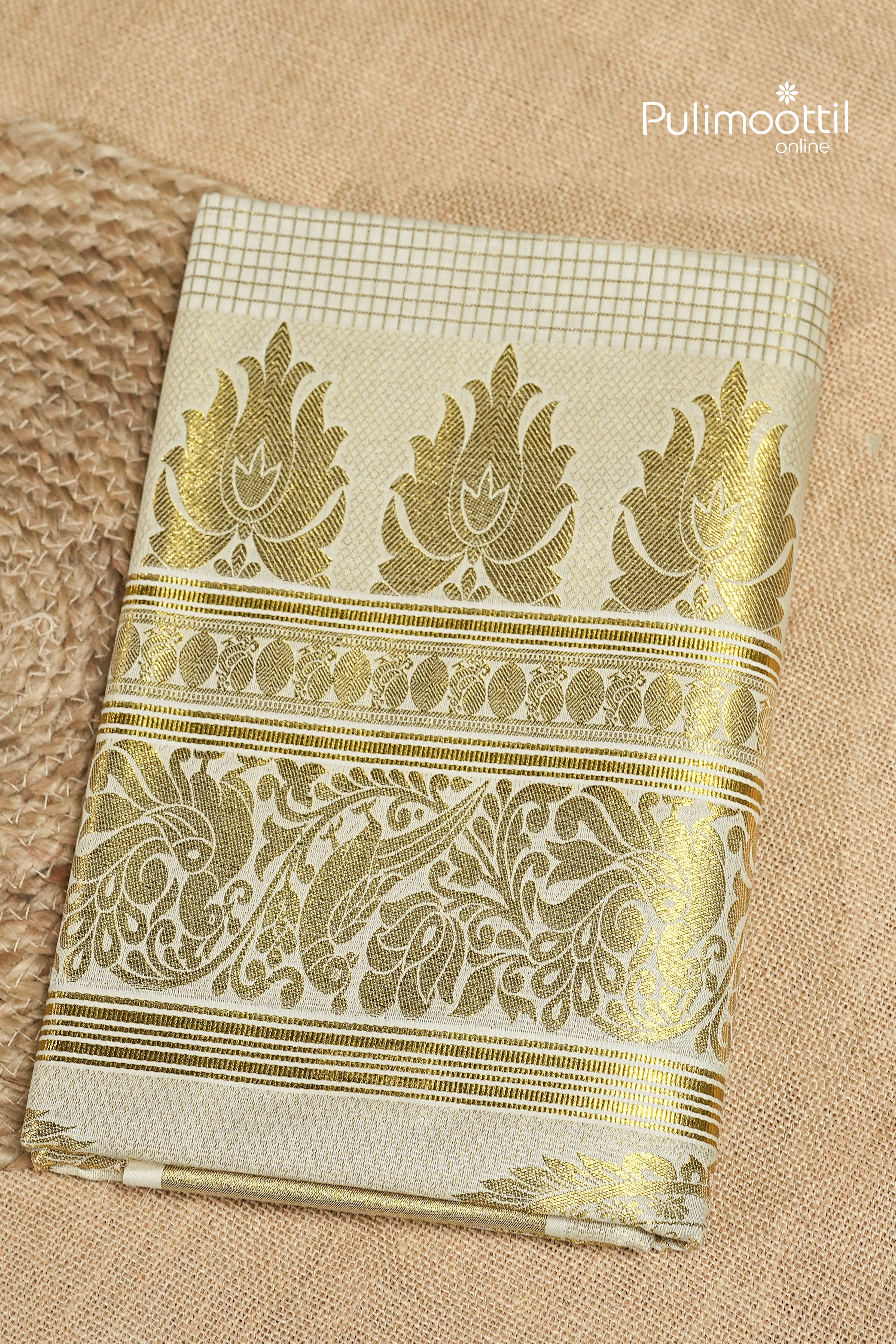 Off White Colour Kerala Traditional Set Saree