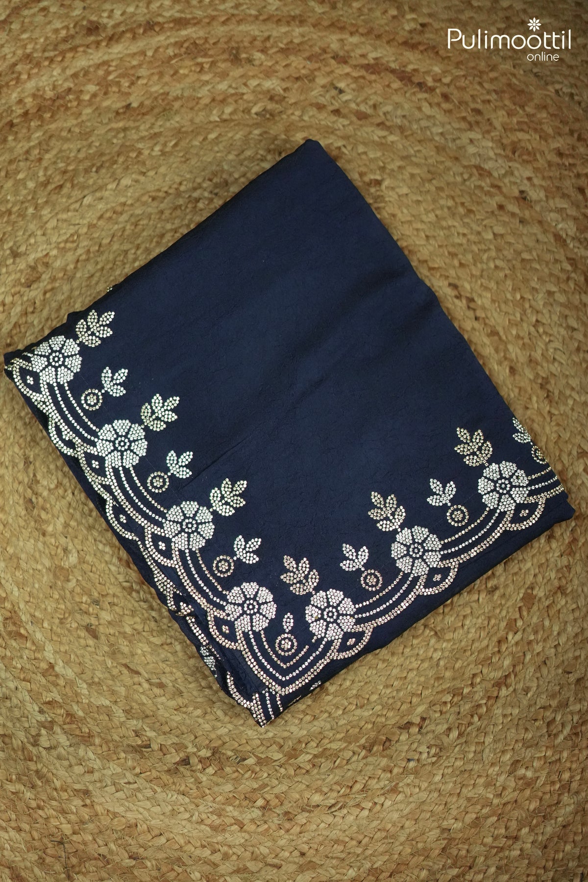 Blue Color Crushed Georgette Fancy Saree