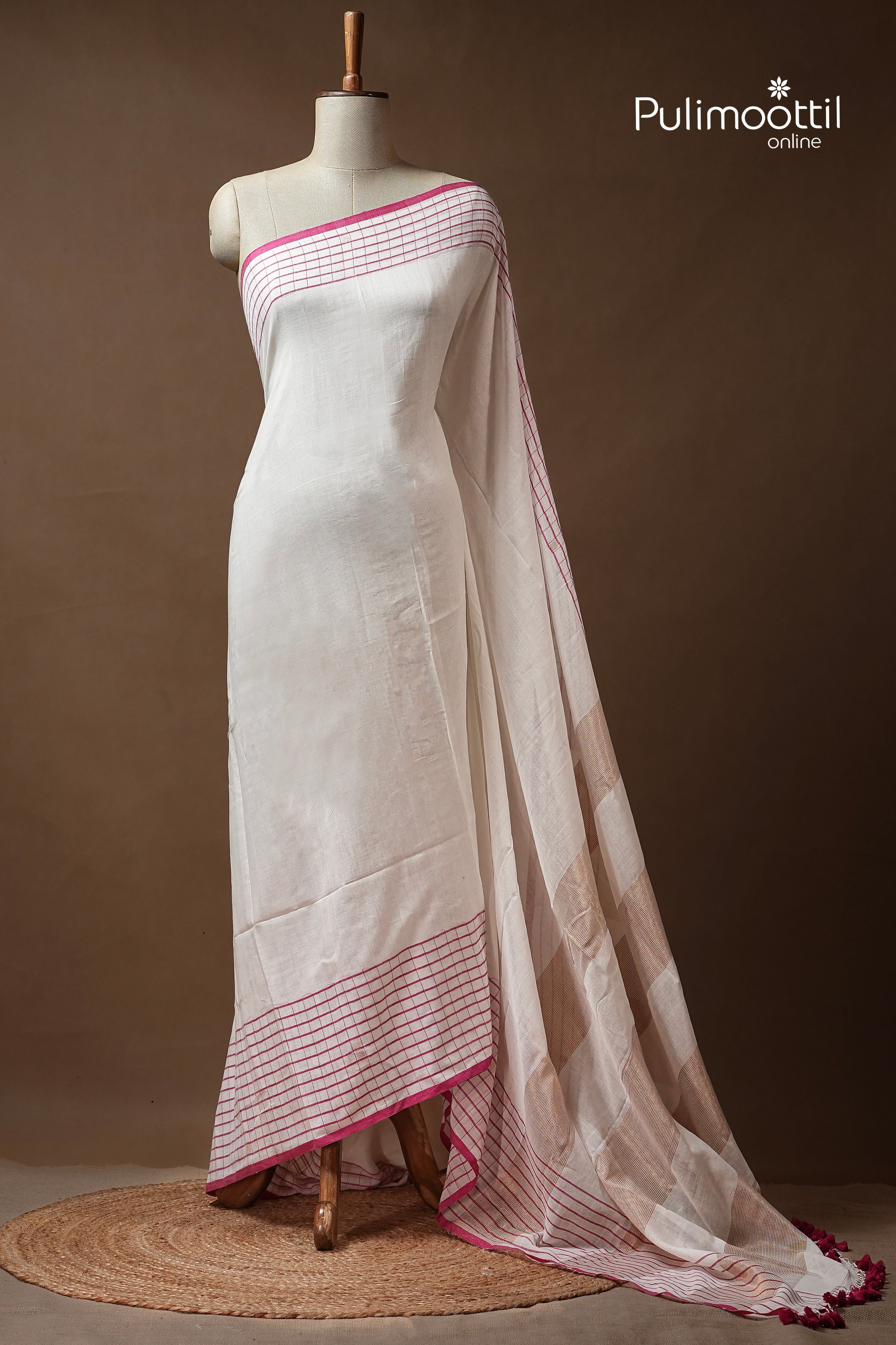 Cream Colour Mul Cotton Saree