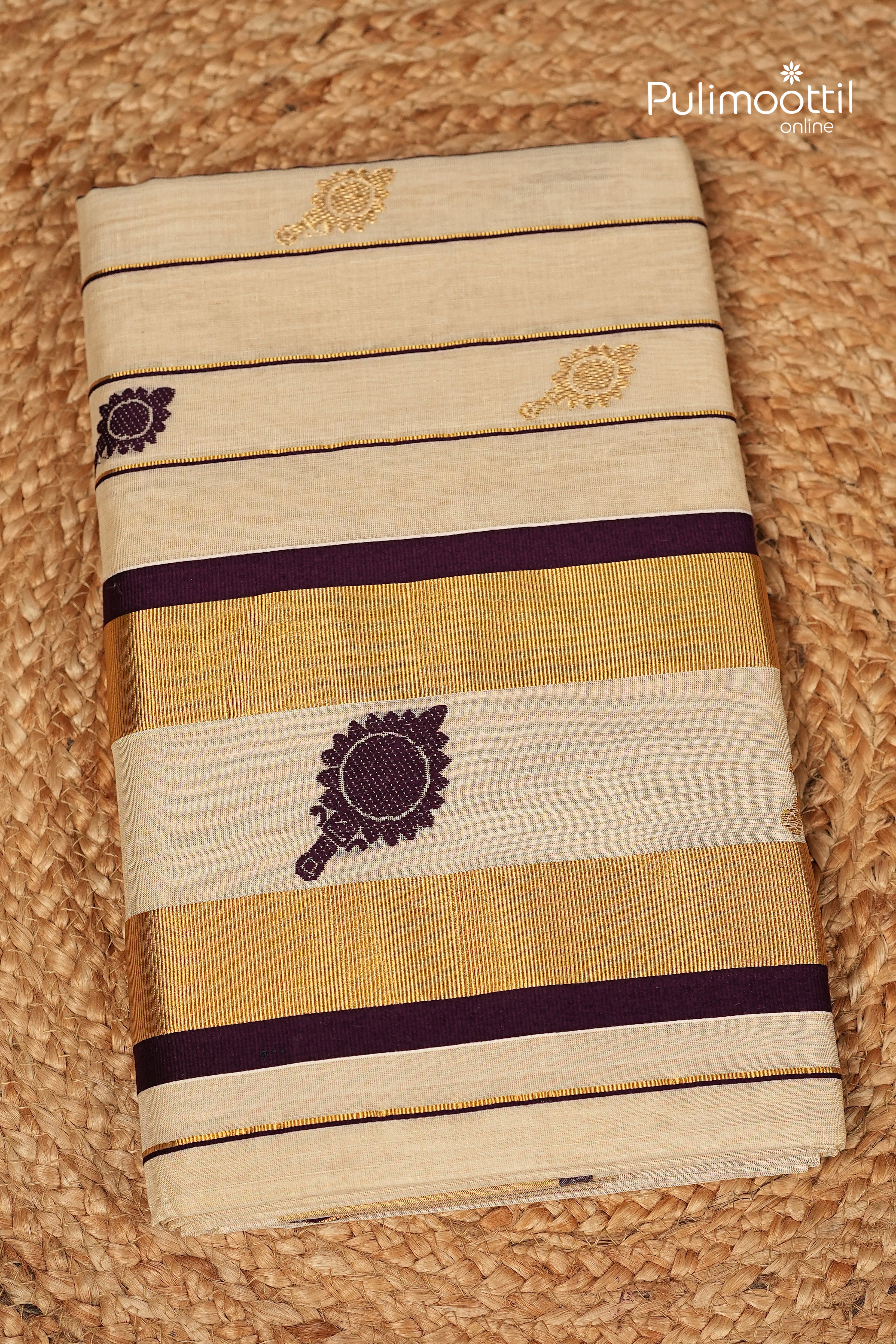 Kerala Traditional Golden Tissue Handloom Set Saree
