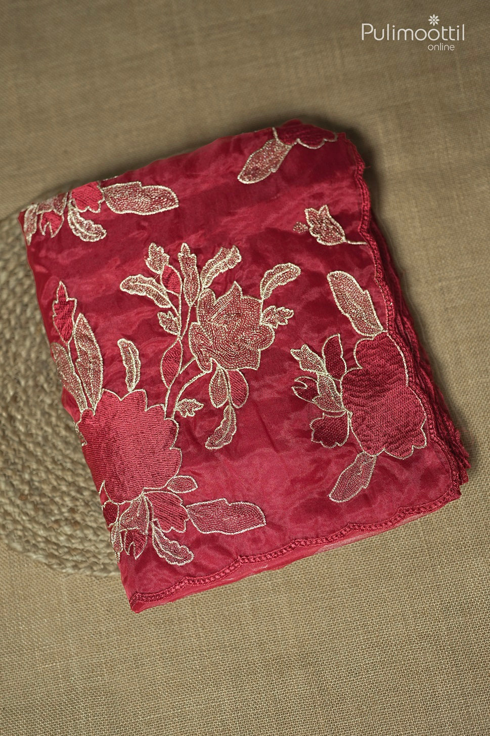 Red Colour Organza Fancy Saree