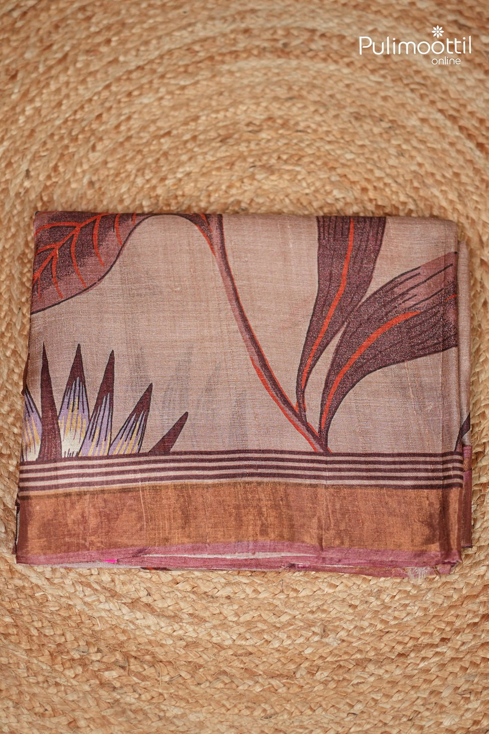 Dark Chikoo Colour Tussar And Jute Silk Saree