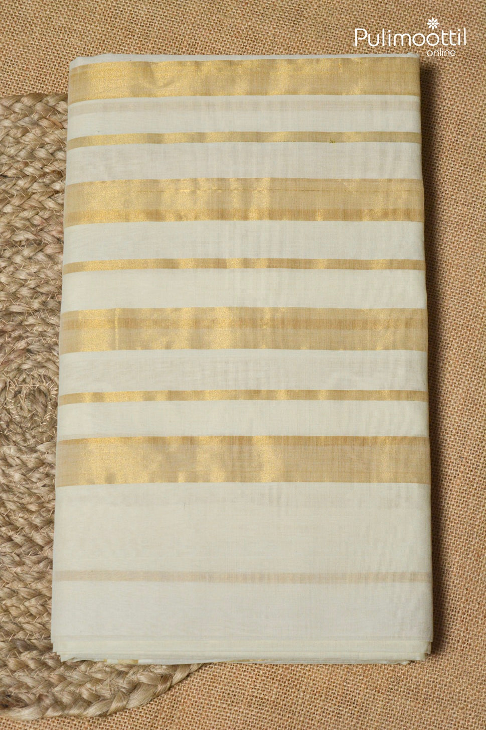 Cream colour Cotton Handloom Saree