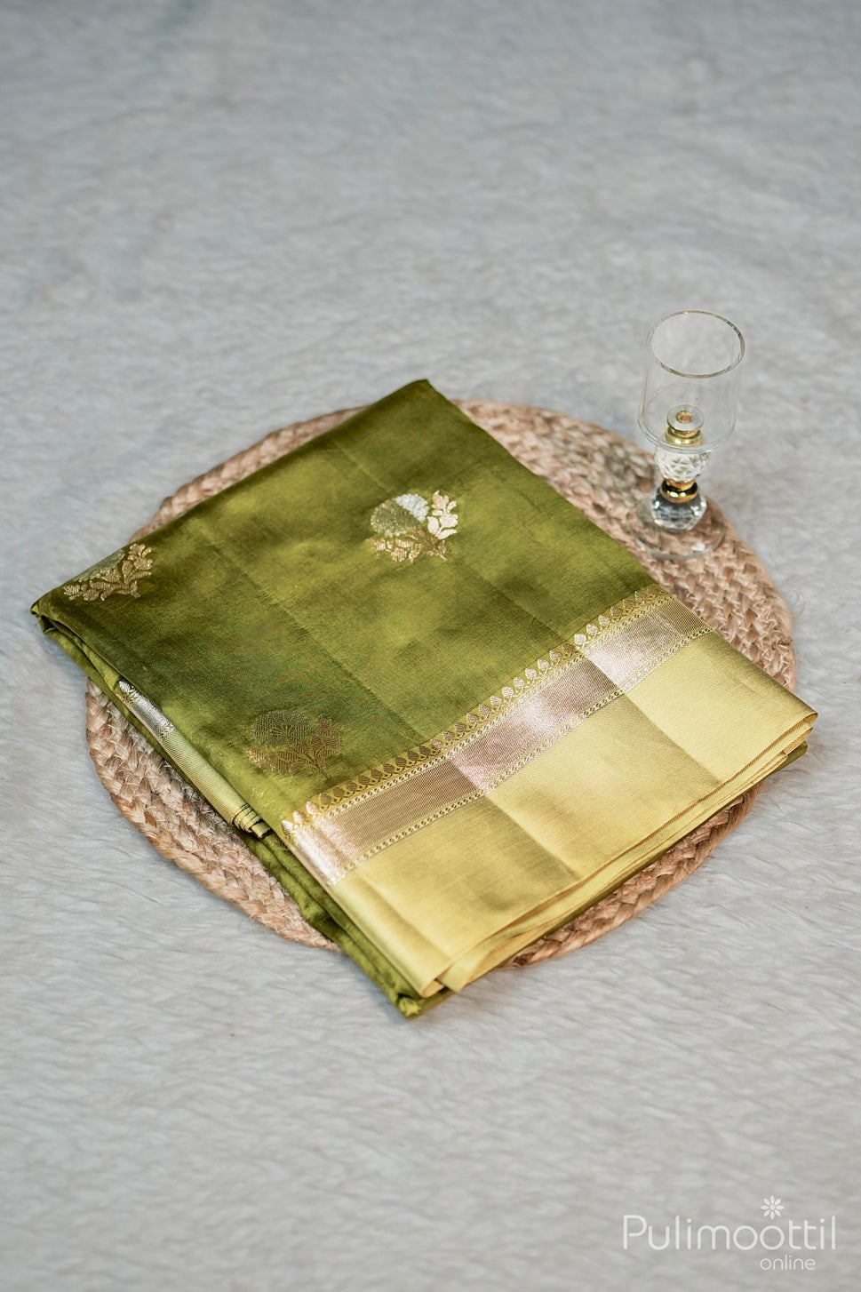 Olive Green Colour Mango Silk Saree.