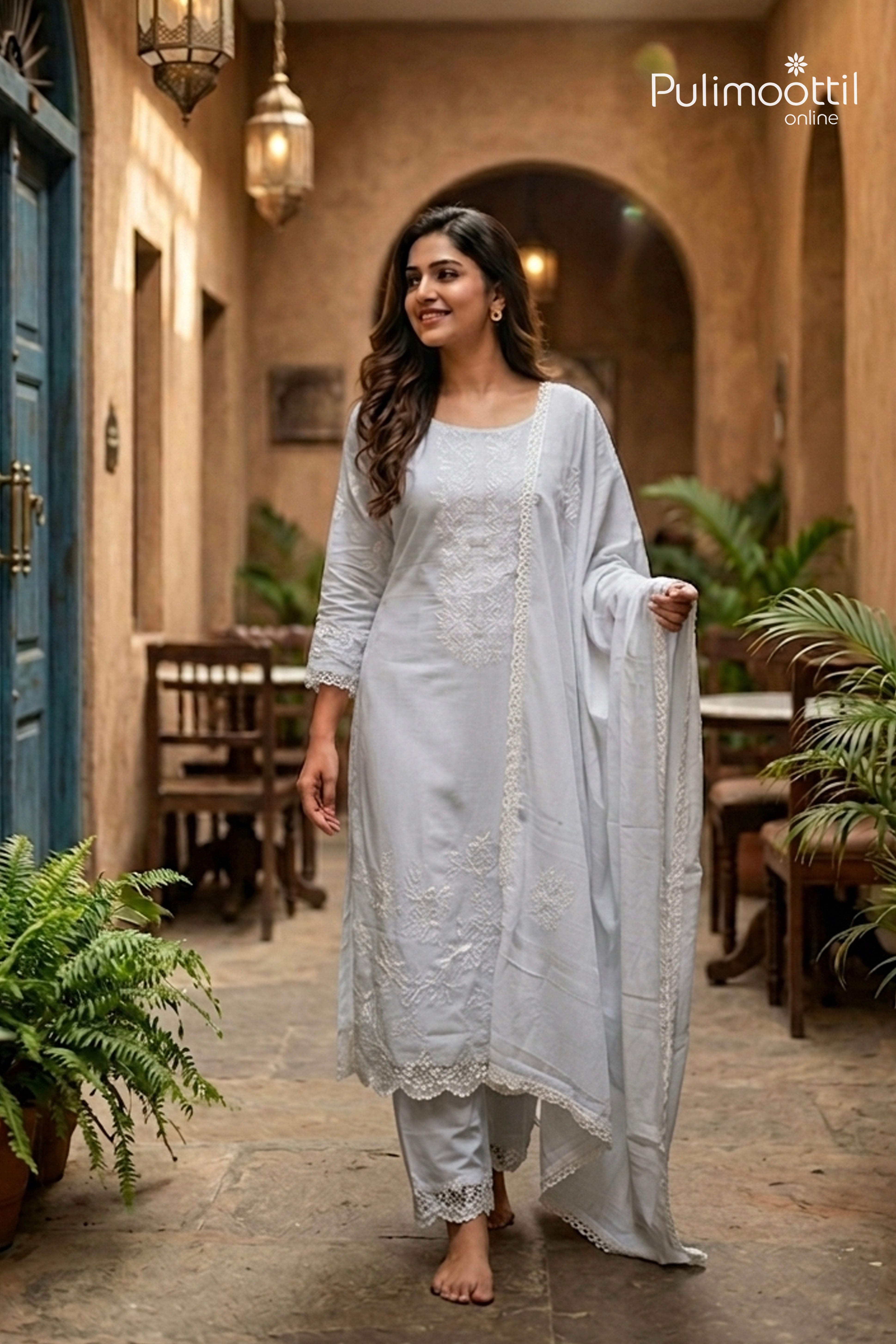 LIGHT POWDER BLUE COTTON UNSTITCHED SALWAR SET