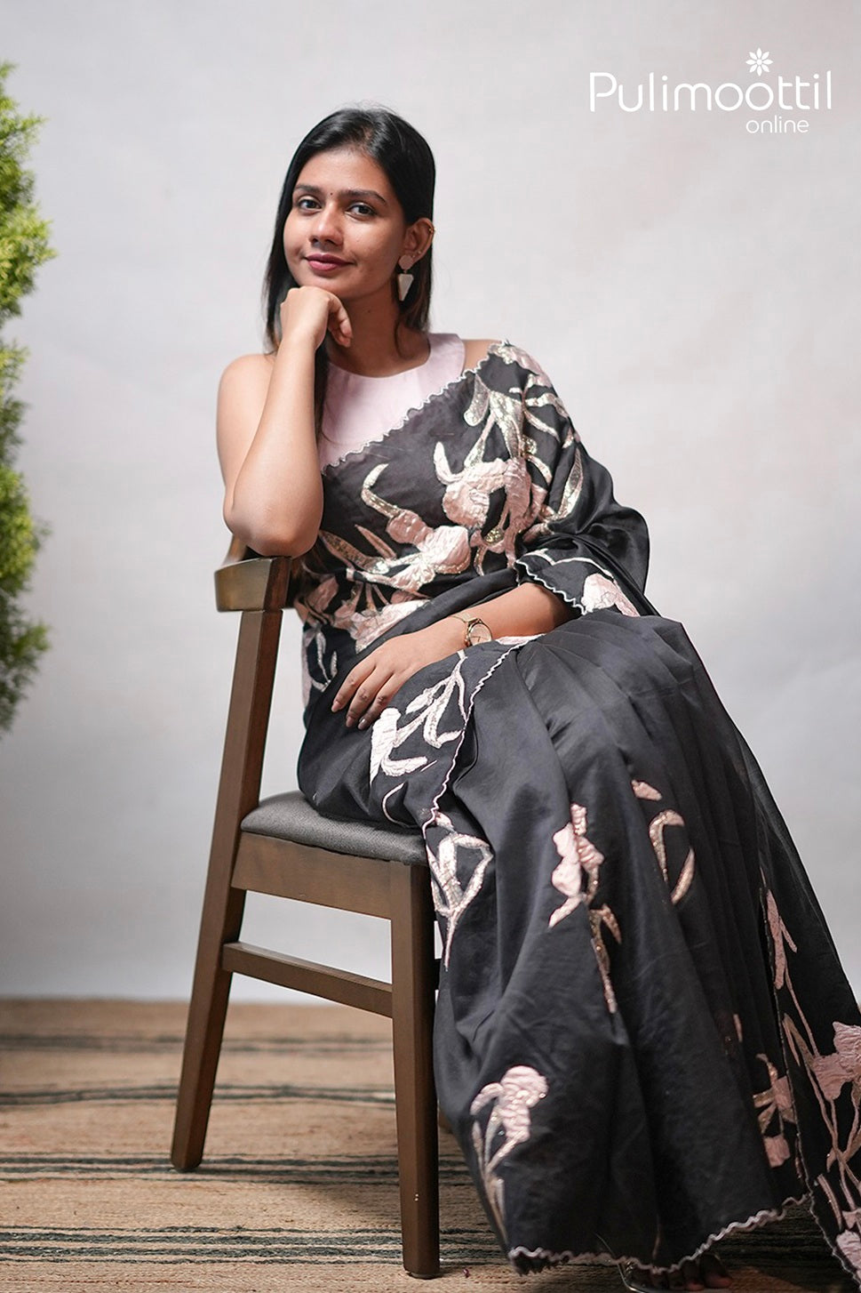 Black Mal Chanderi Silk Saree