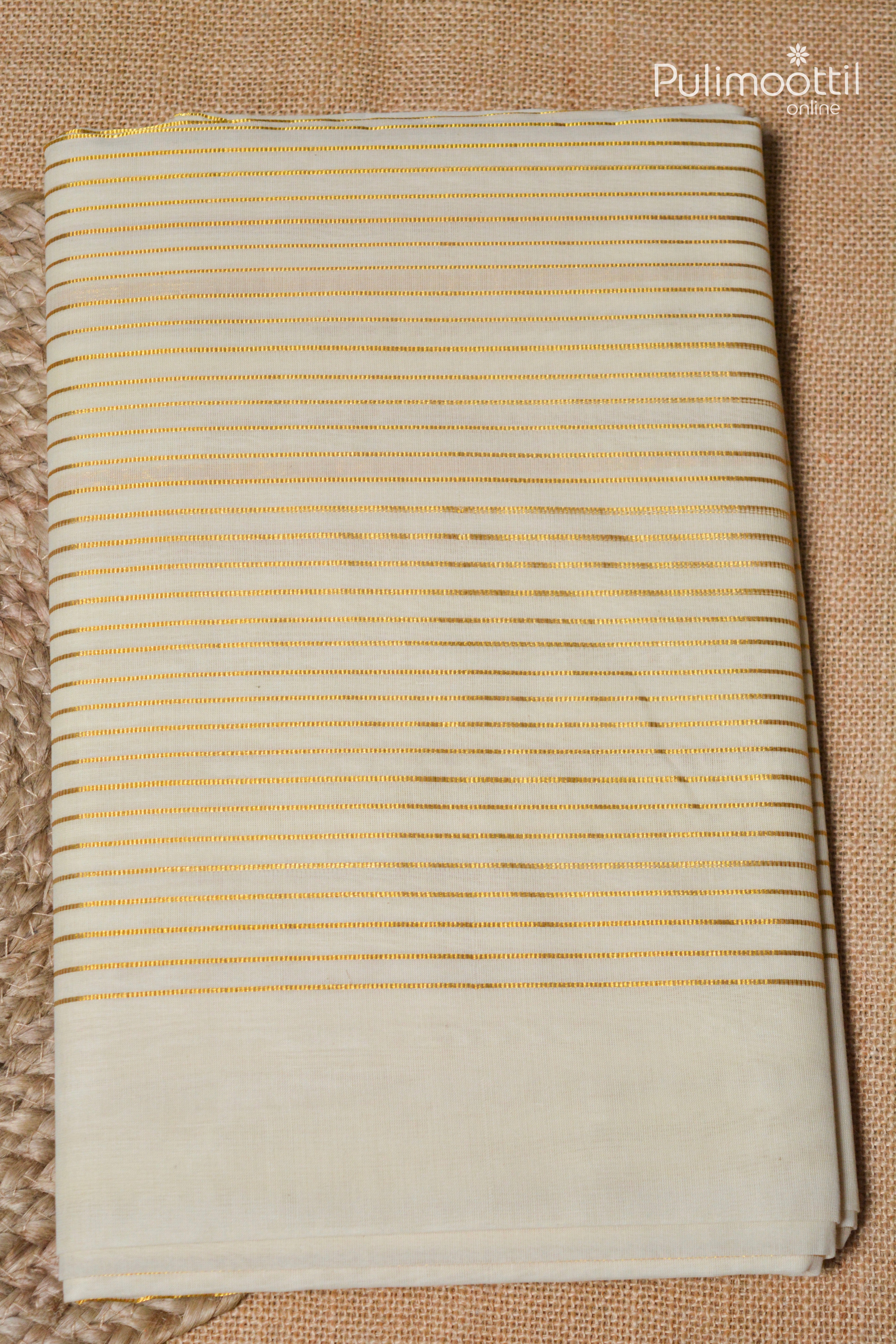 Cream colour Cotton Handloom Saree