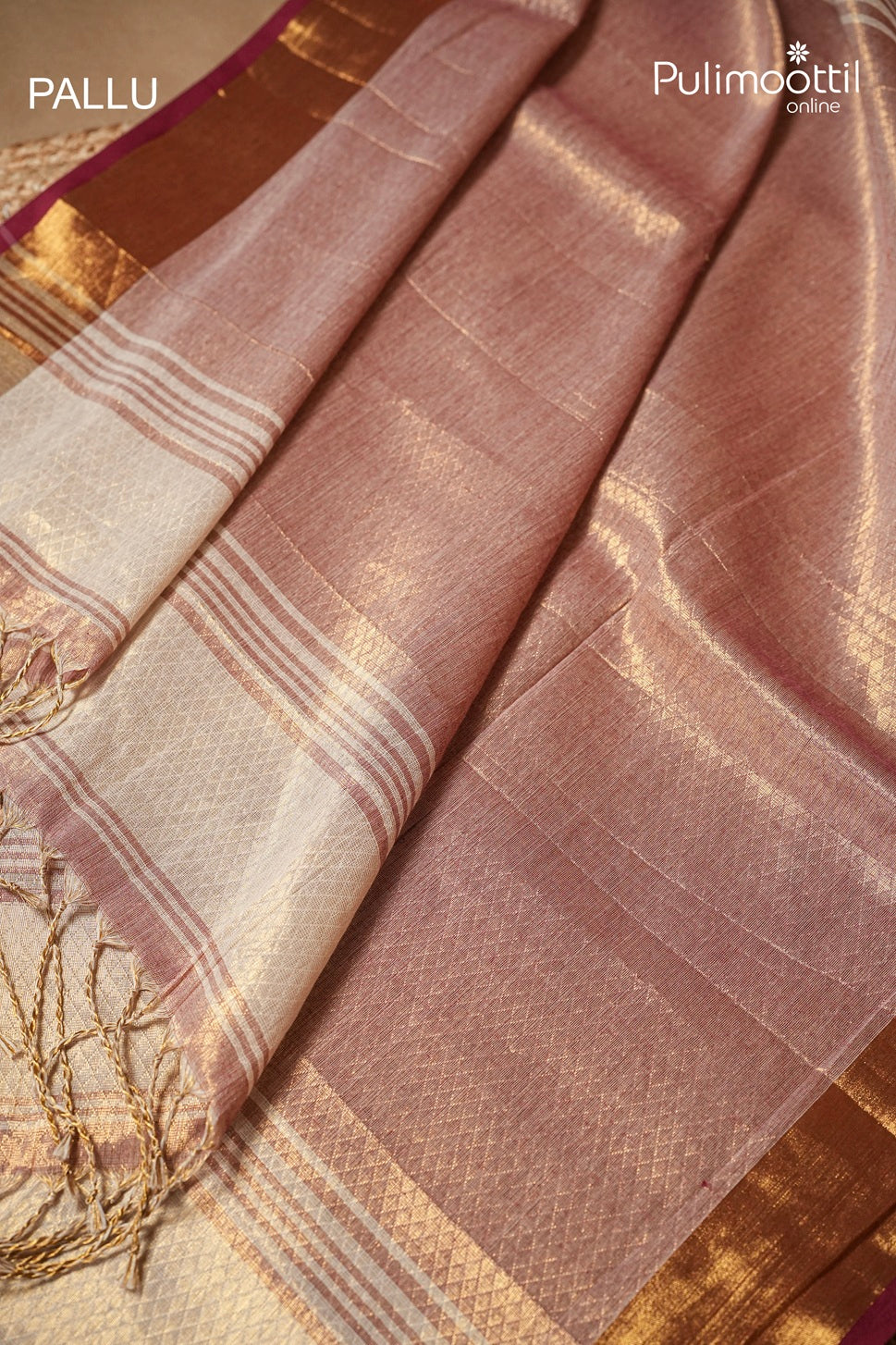 Golden Tissue Mul Cotton Saree