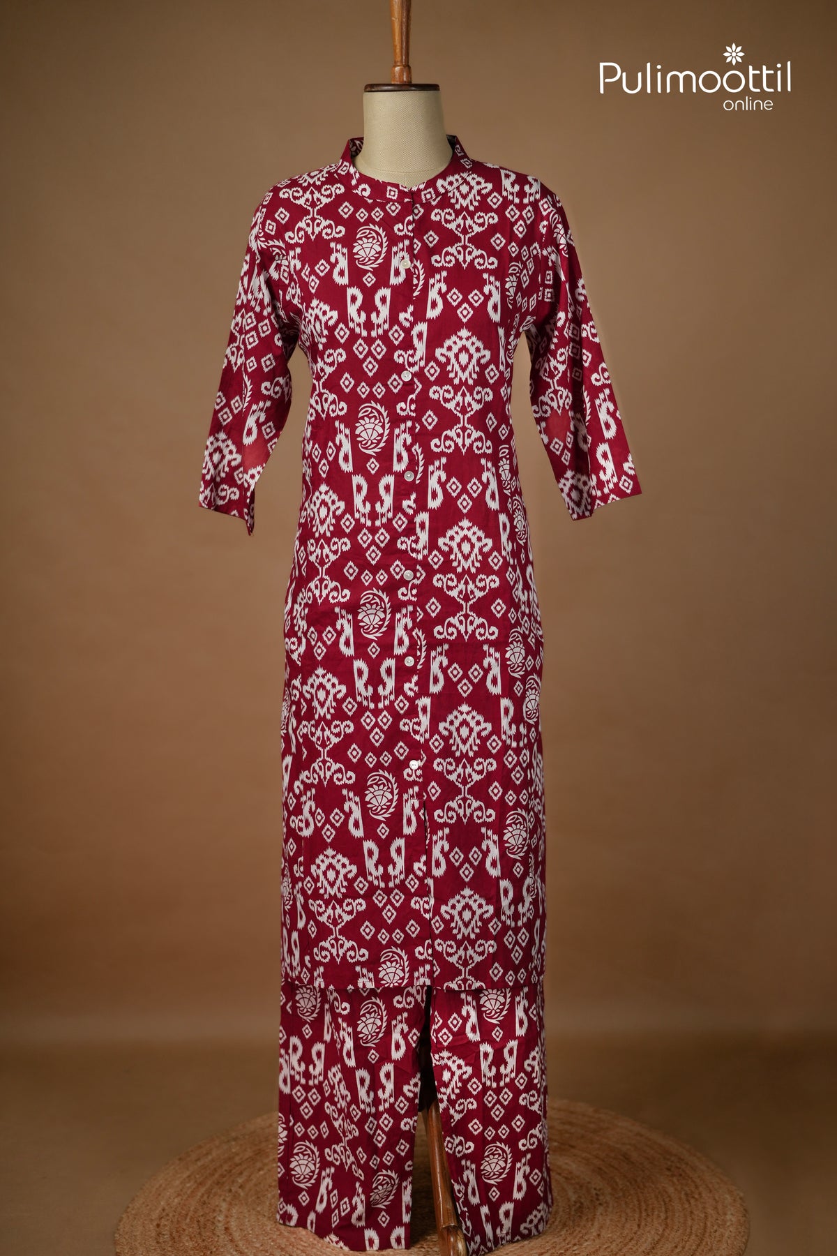 Maroon Colour Cotton Co-ord Set