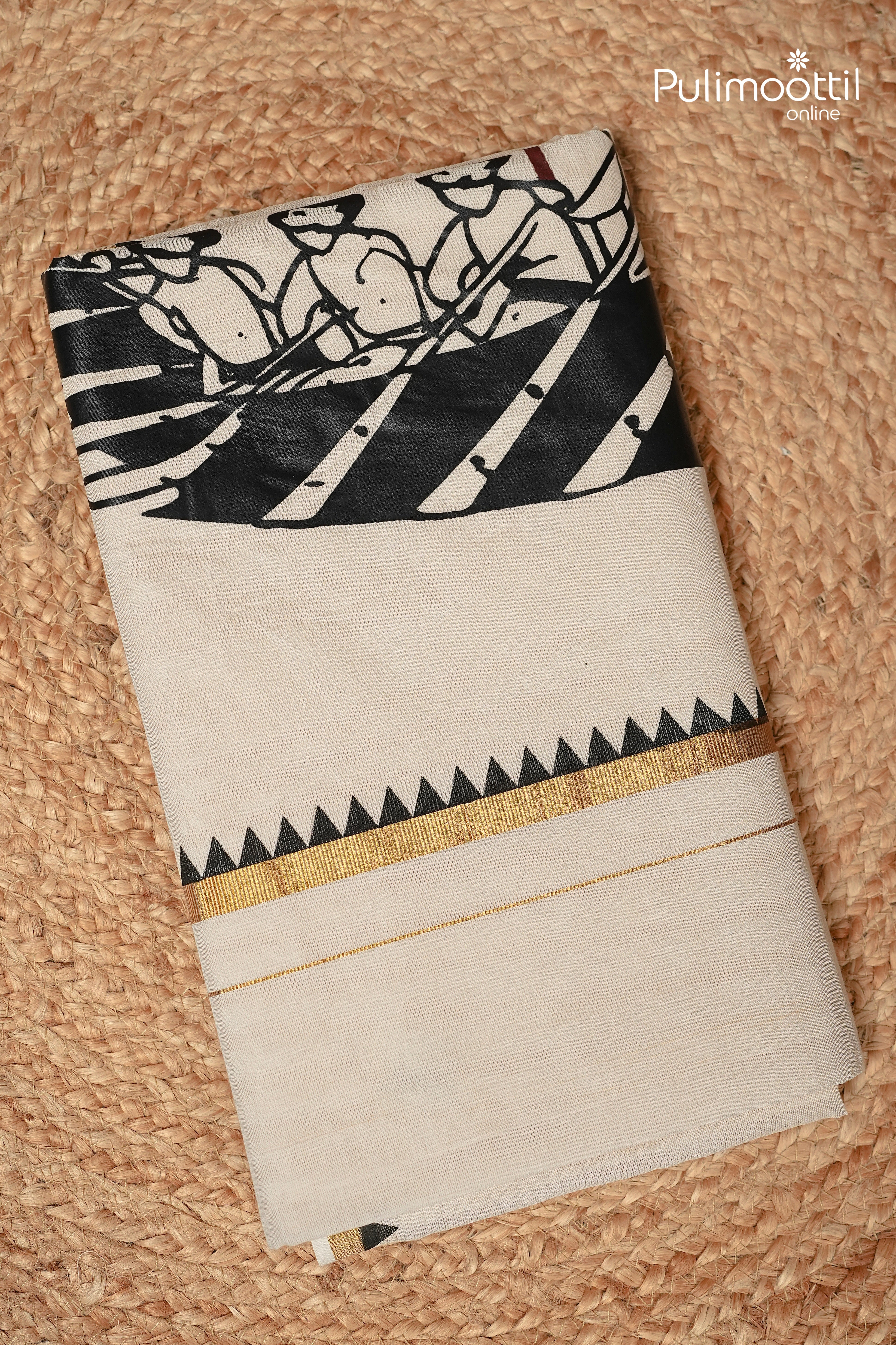 OffWhite Colour Kerala Traditional Cotton Set Saree