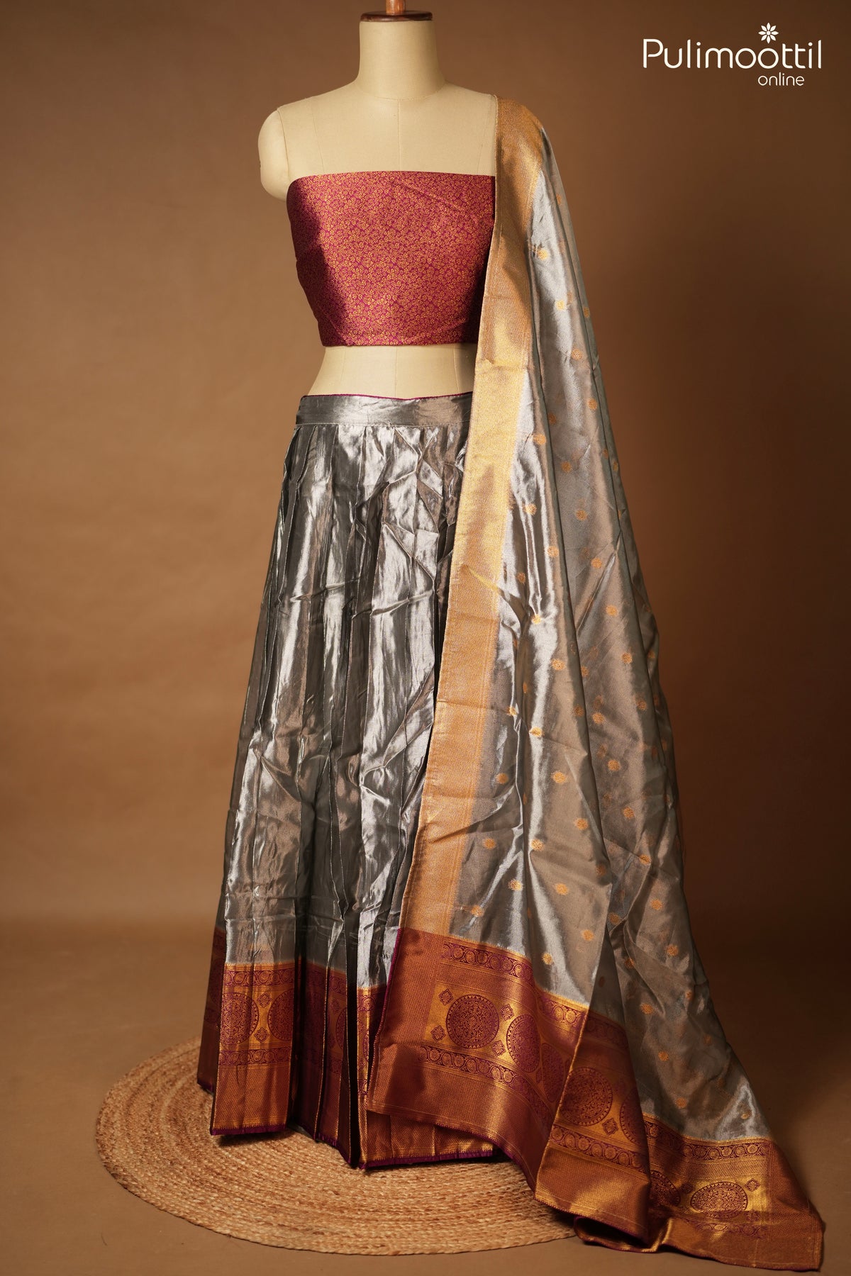 Copper Color Ready-to-Stitch Dhavani Set