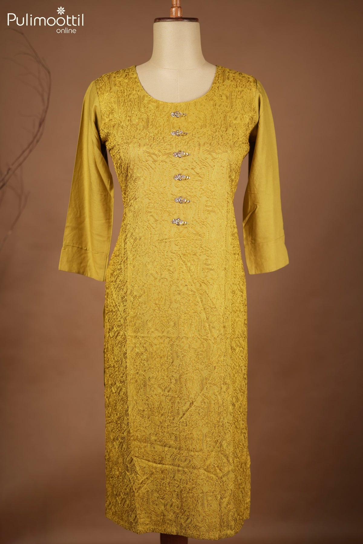 Olive Green Color Slitted Kurthi