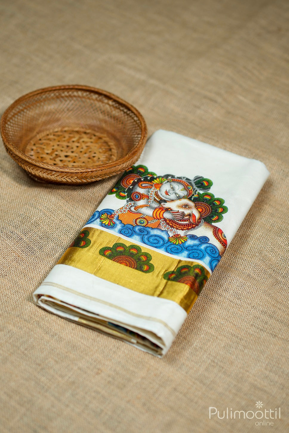 Cream Colour Kerala Traditional Set Saree.