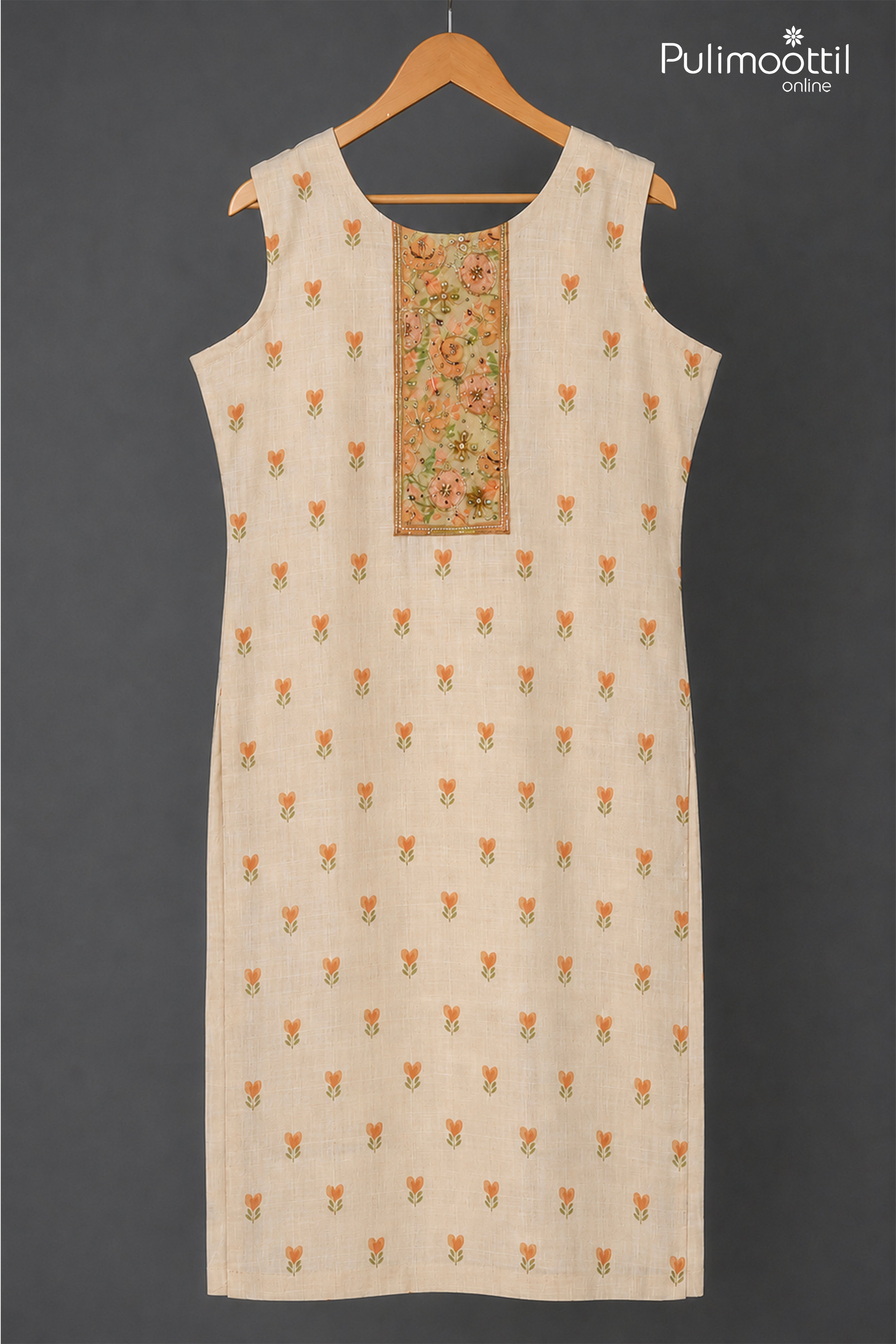 Golden Tissue Kurti Top Featuring Cut Beed Work
