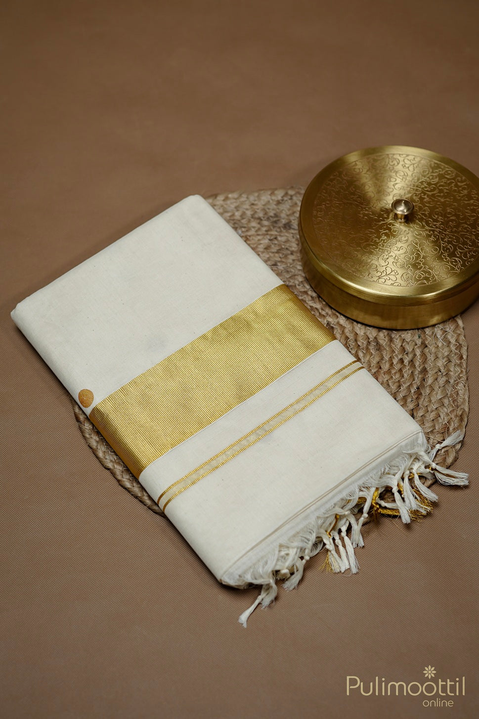 Kerala Cotton Polka Dot Print Set Saree.