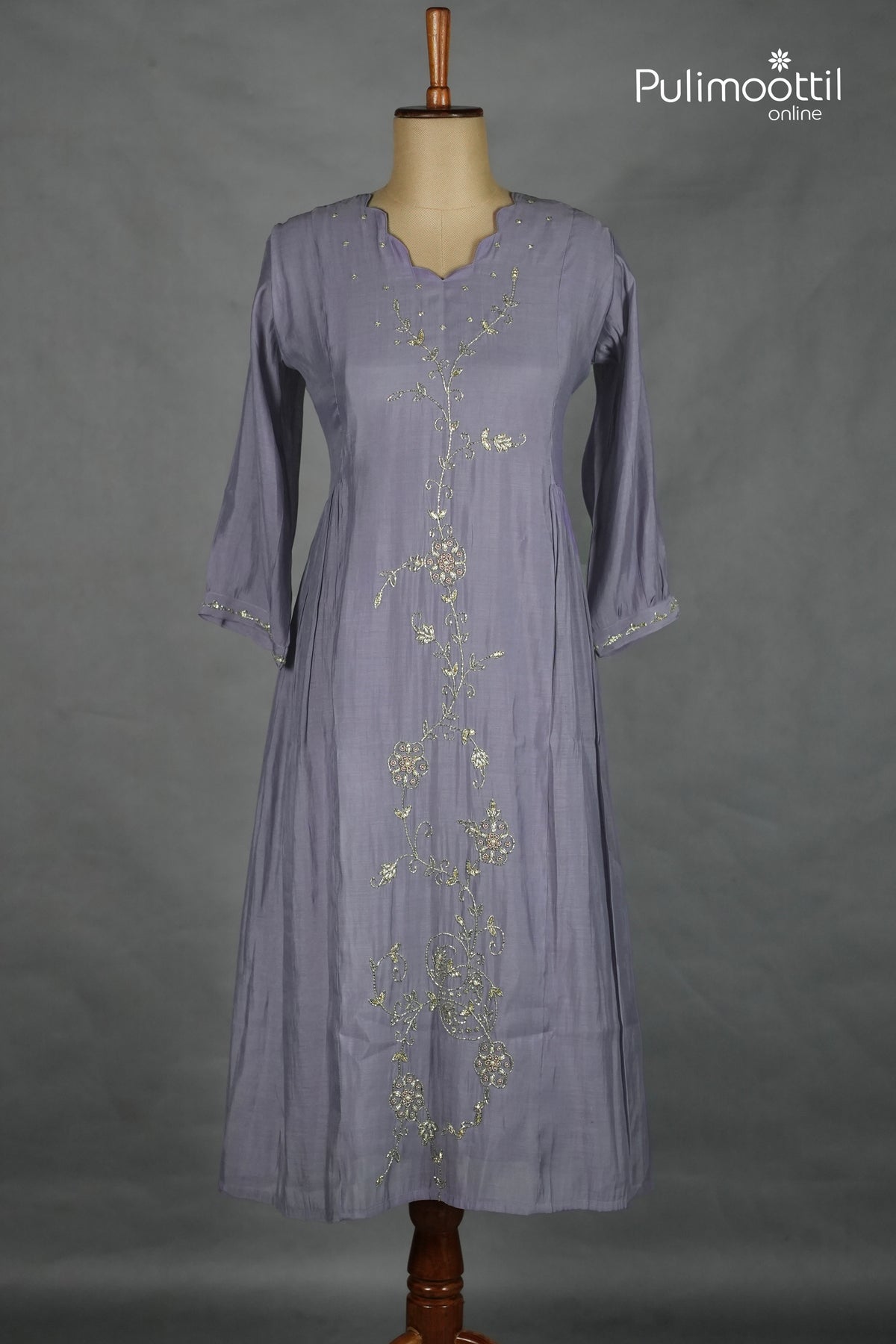 Lavender Colour Chanderi A-Line Kurti