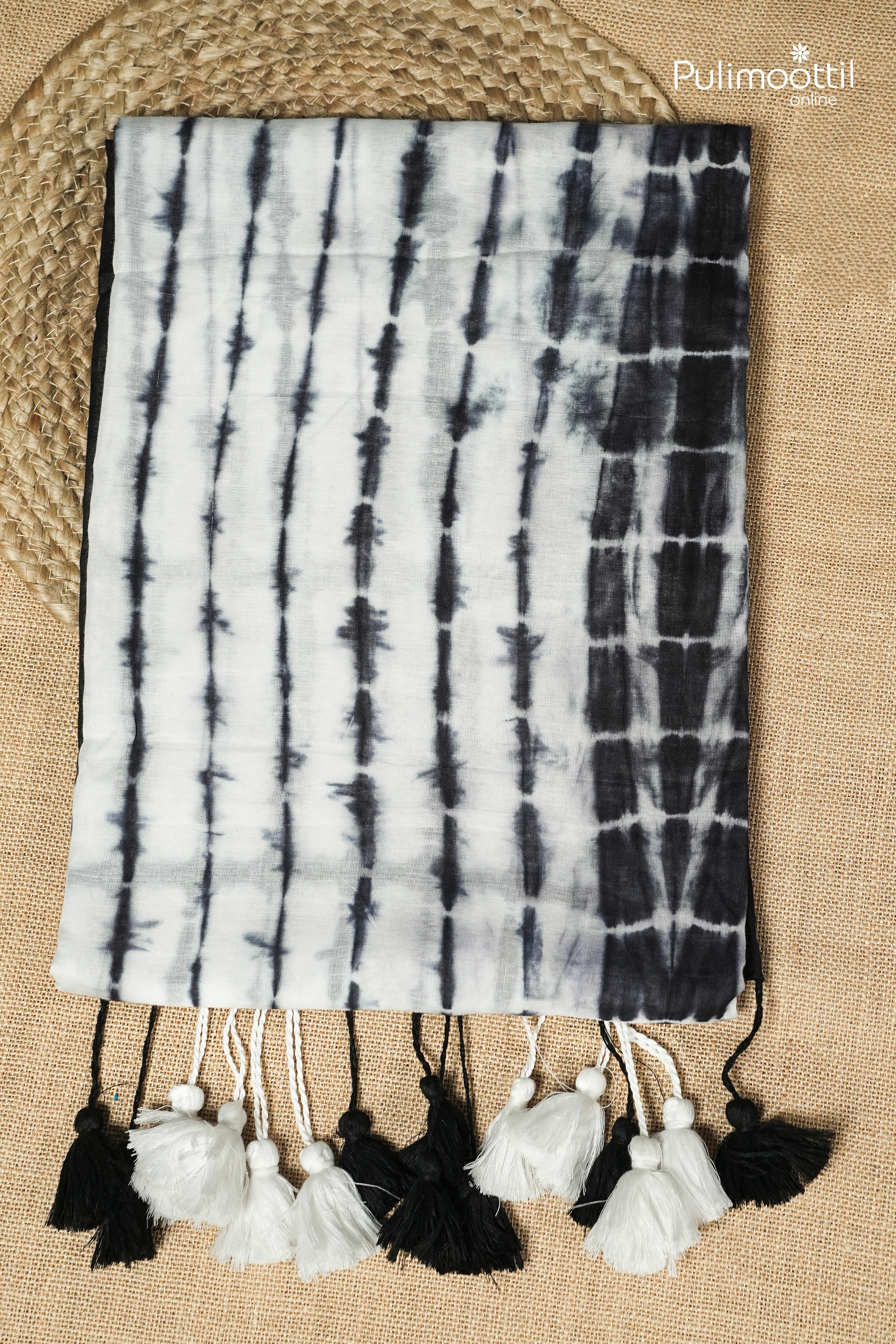 White Colour Shibori Printed Mul Cotton Saree