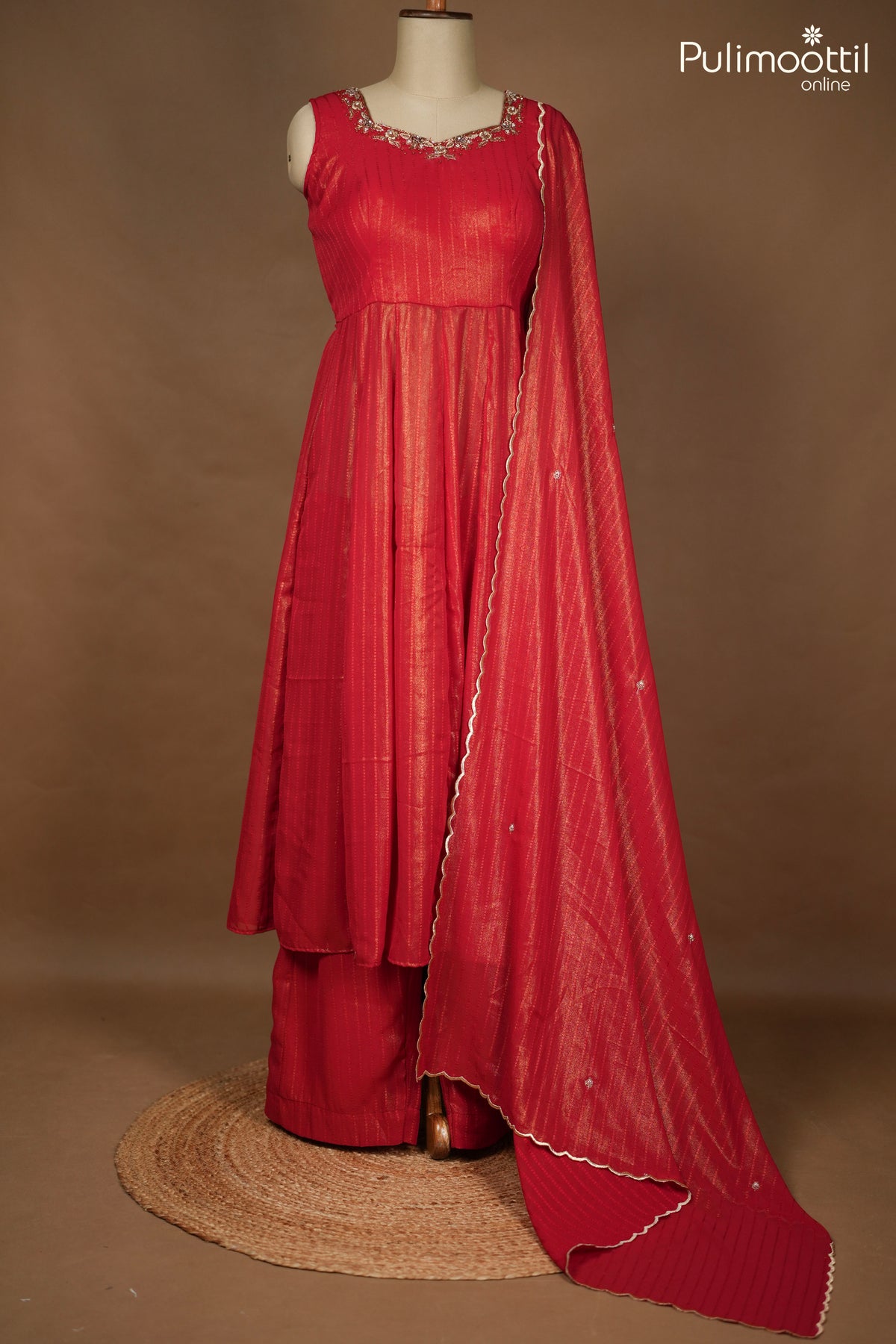 Red Colour Shimmer Georgette