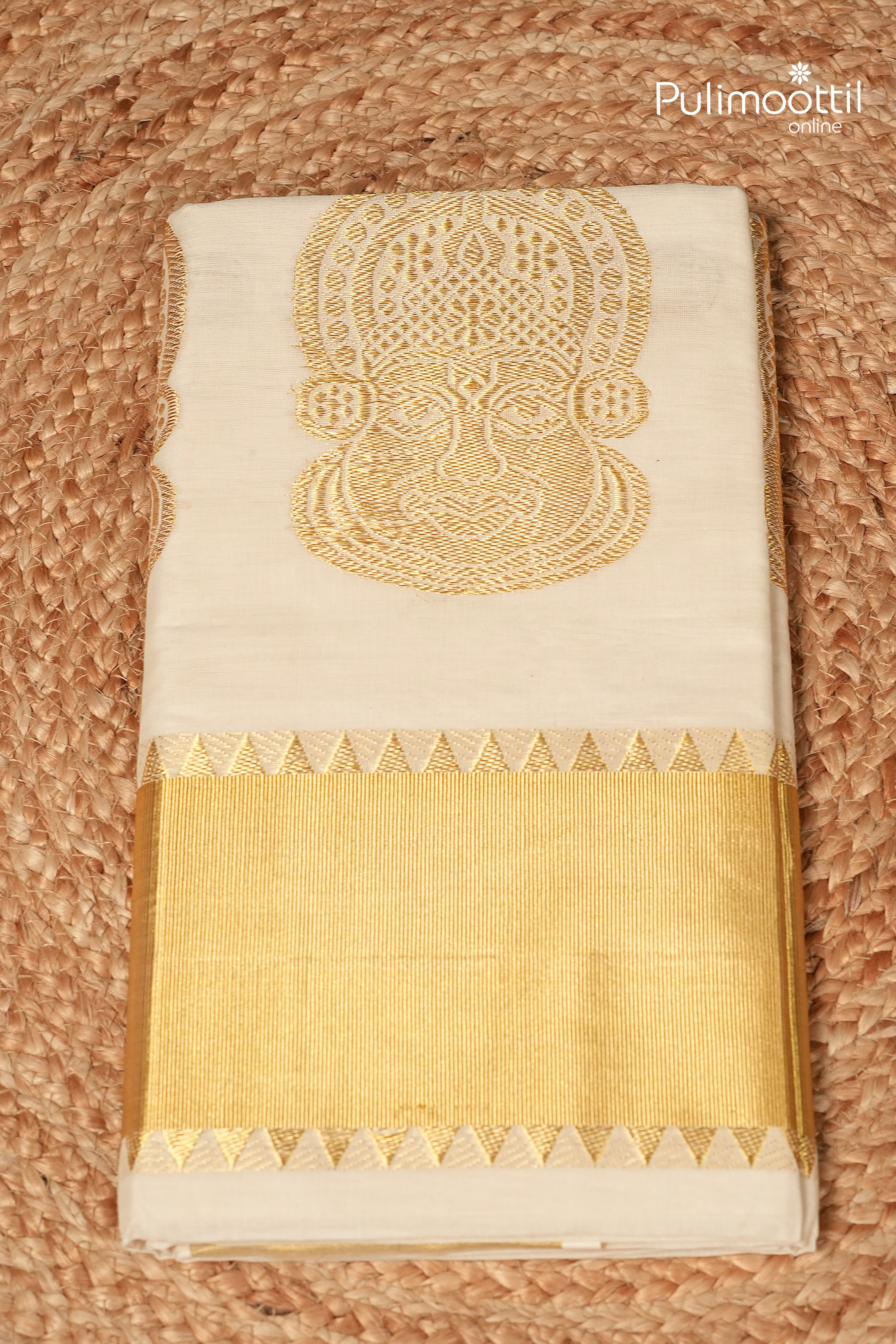 OffWhite Colour Kerala Traditional Handloom Set Saree