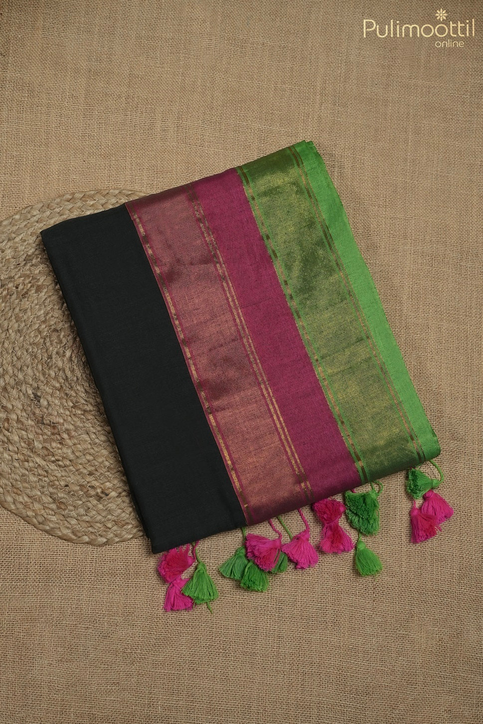 Black Colour Mul Cotton Saree