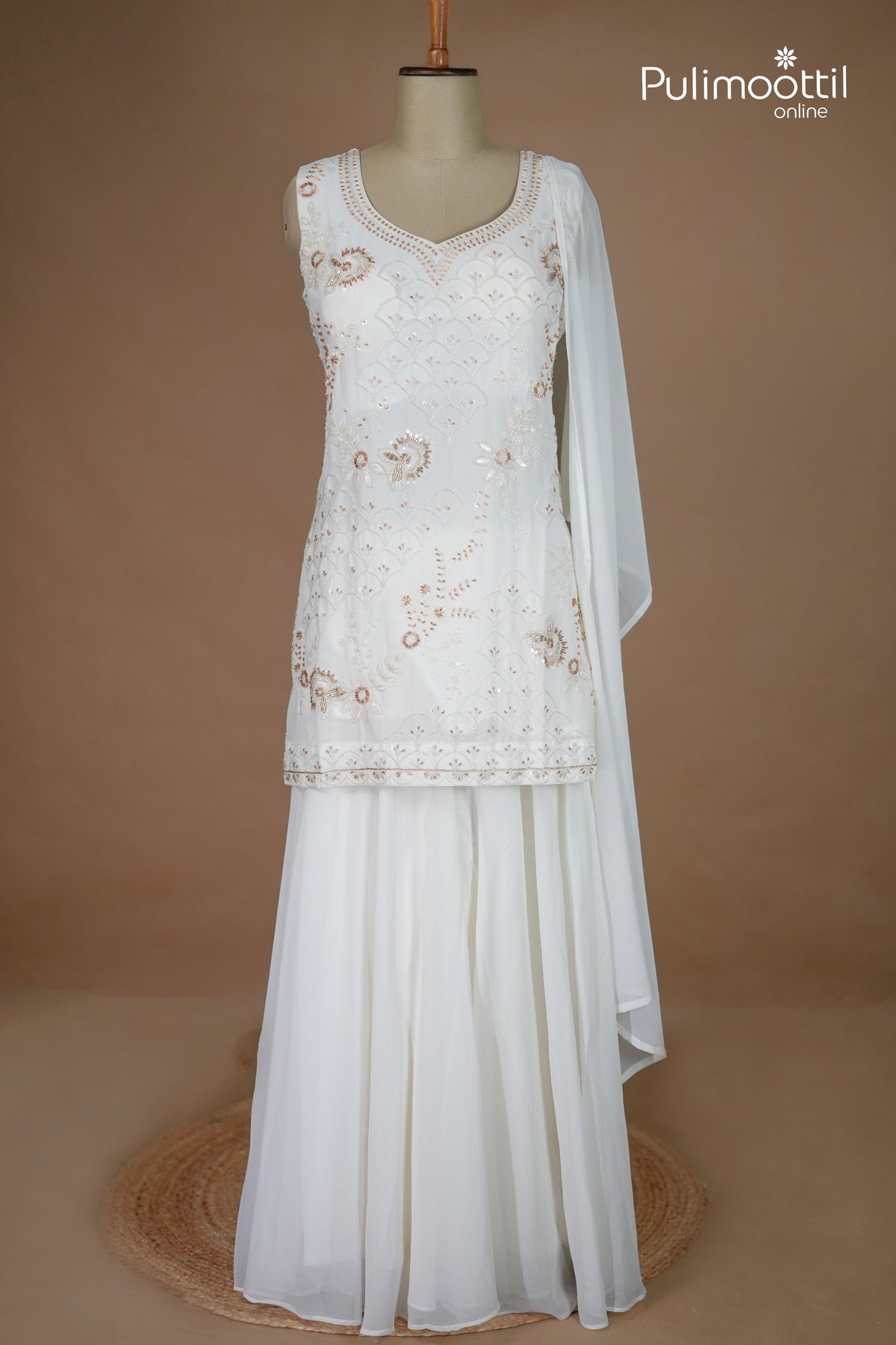 Offwhite Colour Georgette Sharara set