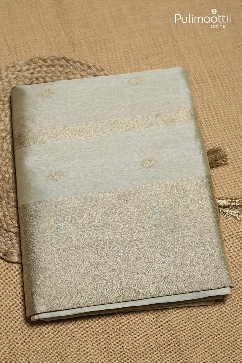 Off White Colour Semi Organza Traditional Saree