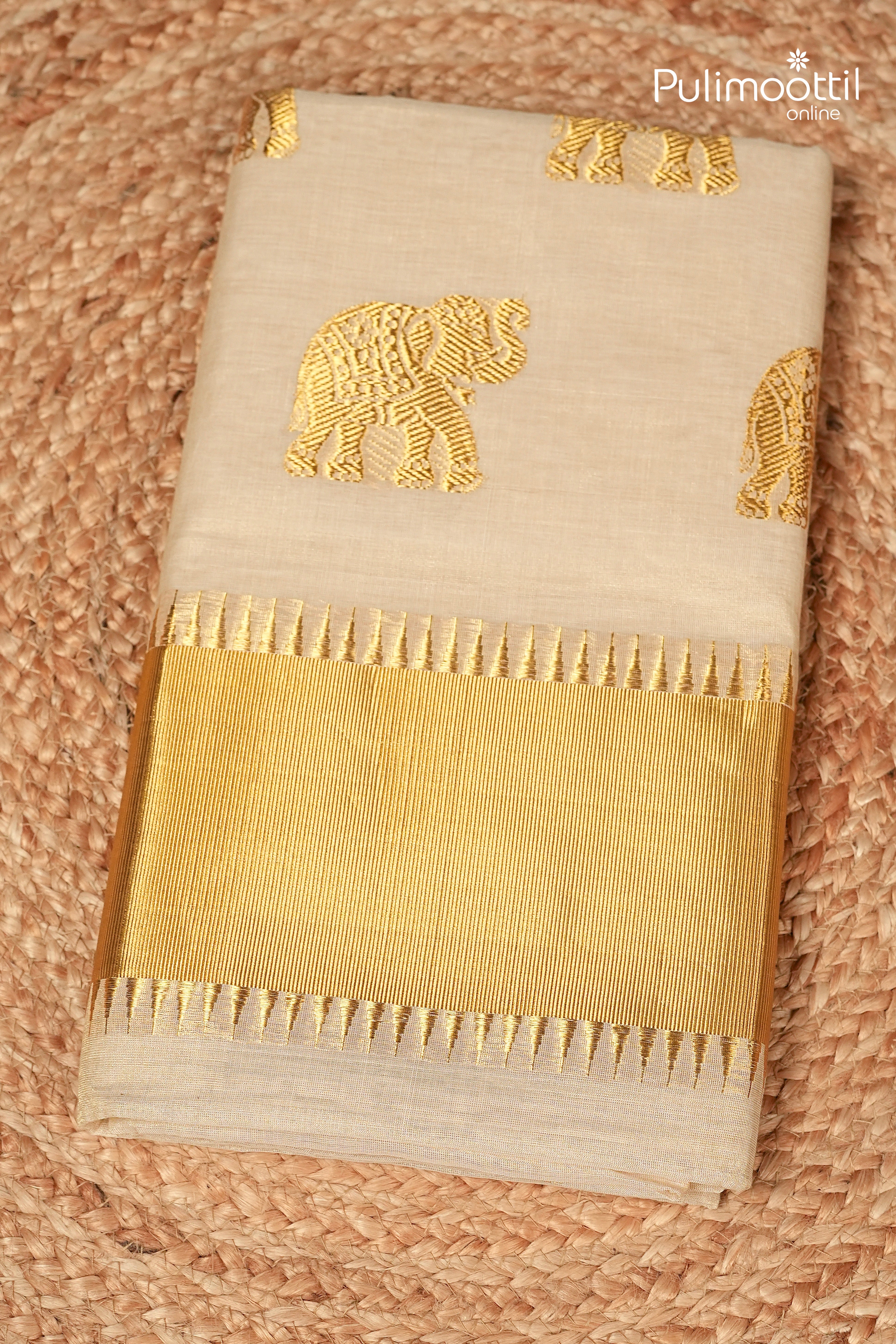 Kerala Traditional Golden Tissue Handloom Set Saree
