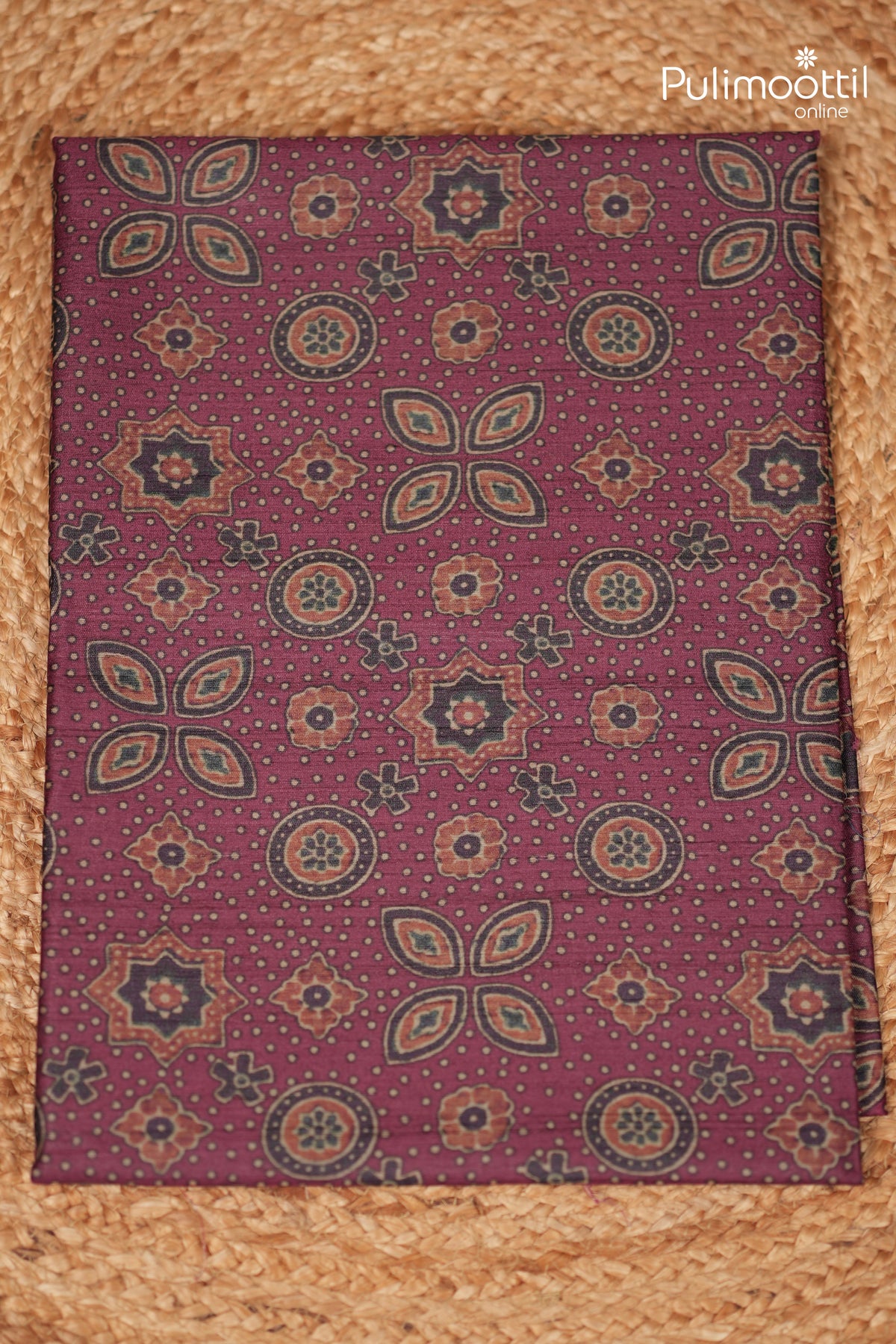 Dark Pink colour Jute Silk Saree