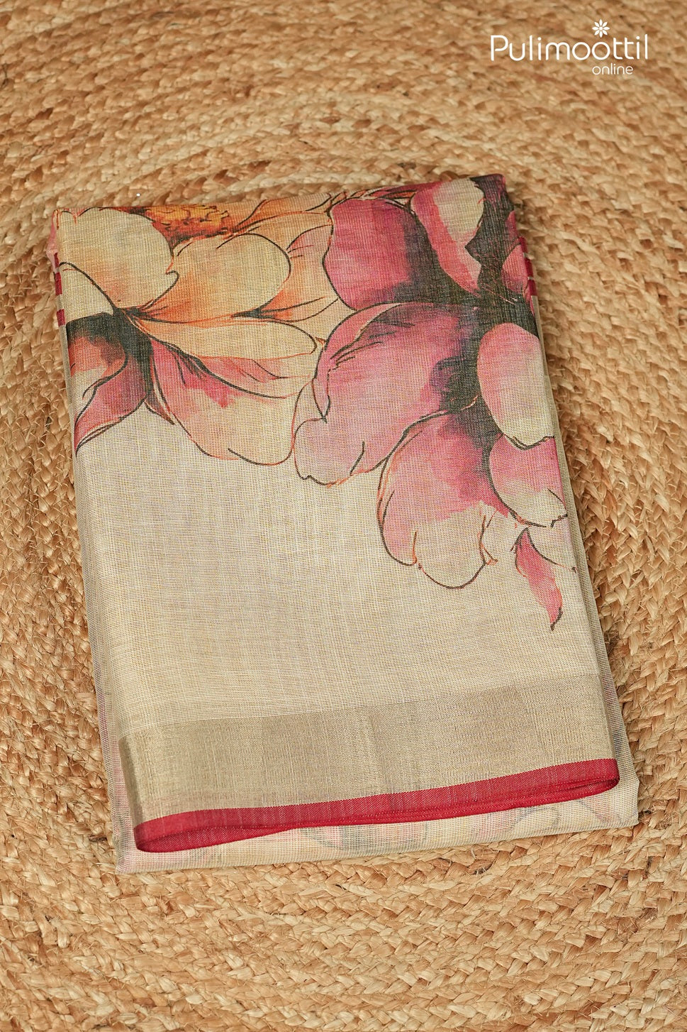 Offwhite Colour Linen Tissue Traditional Saree