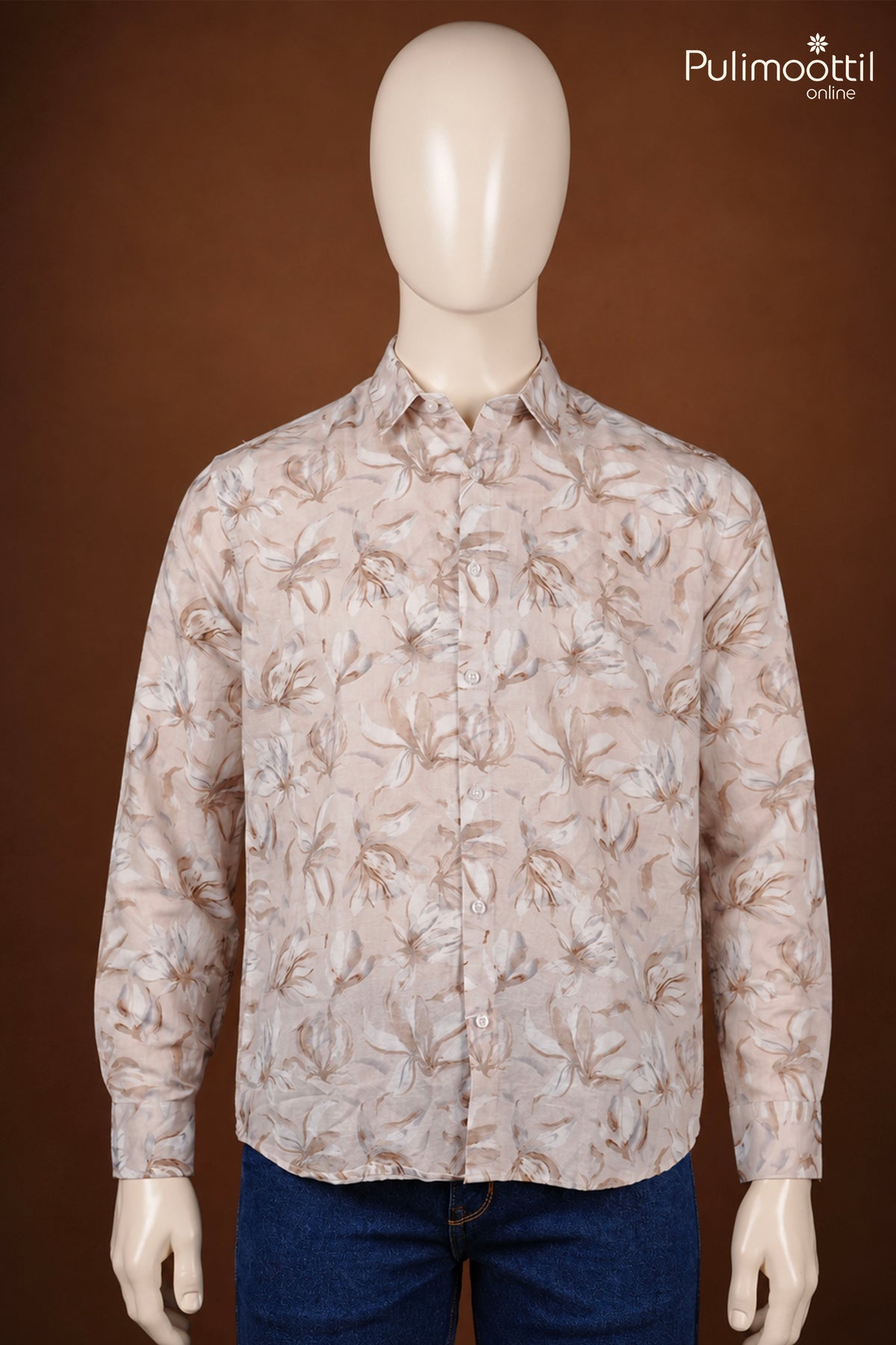 Off-White & Brown Color Full Sleeve Mens Shirt
