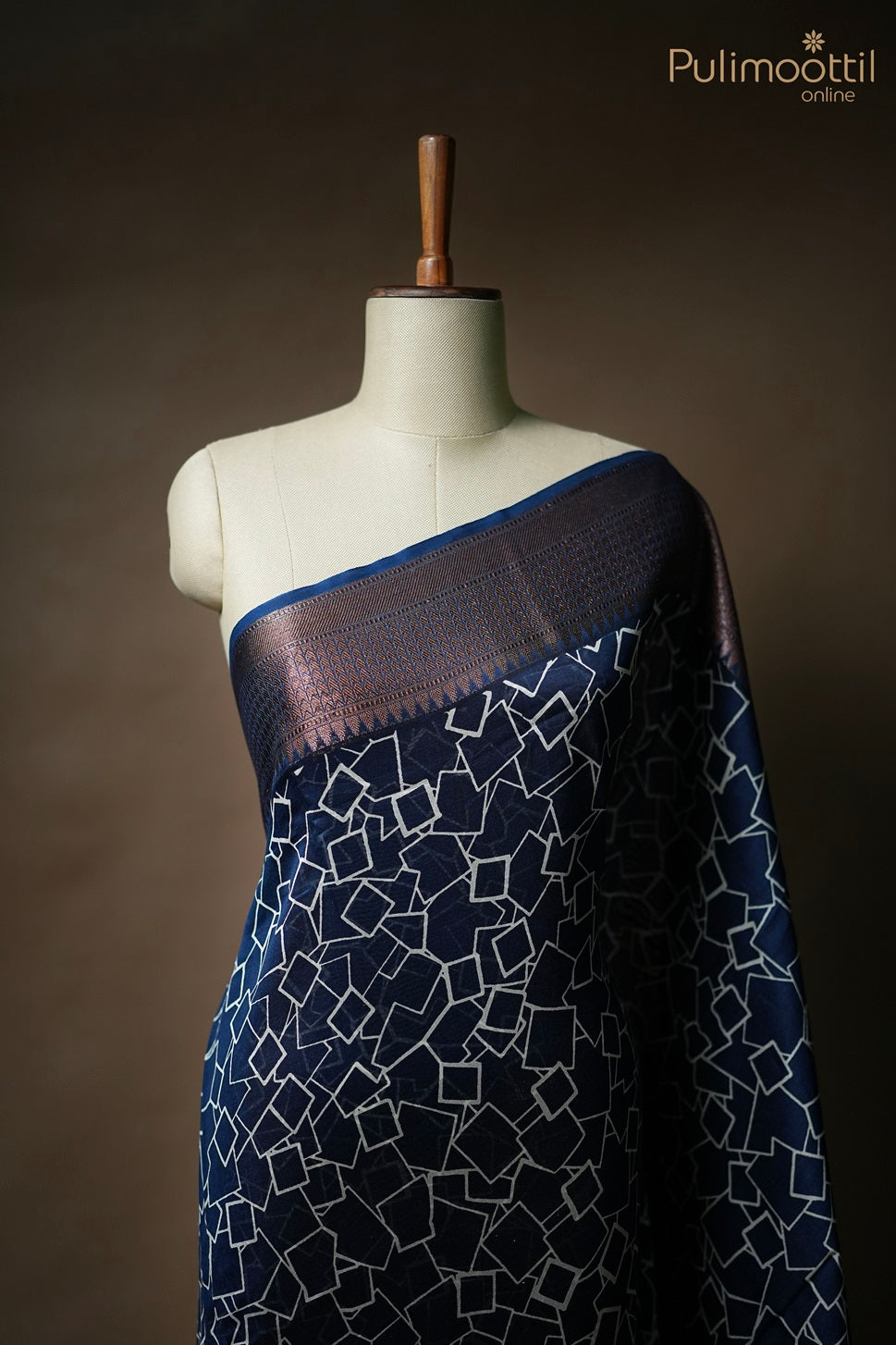 Dark Blue Colour Chanderi Saree