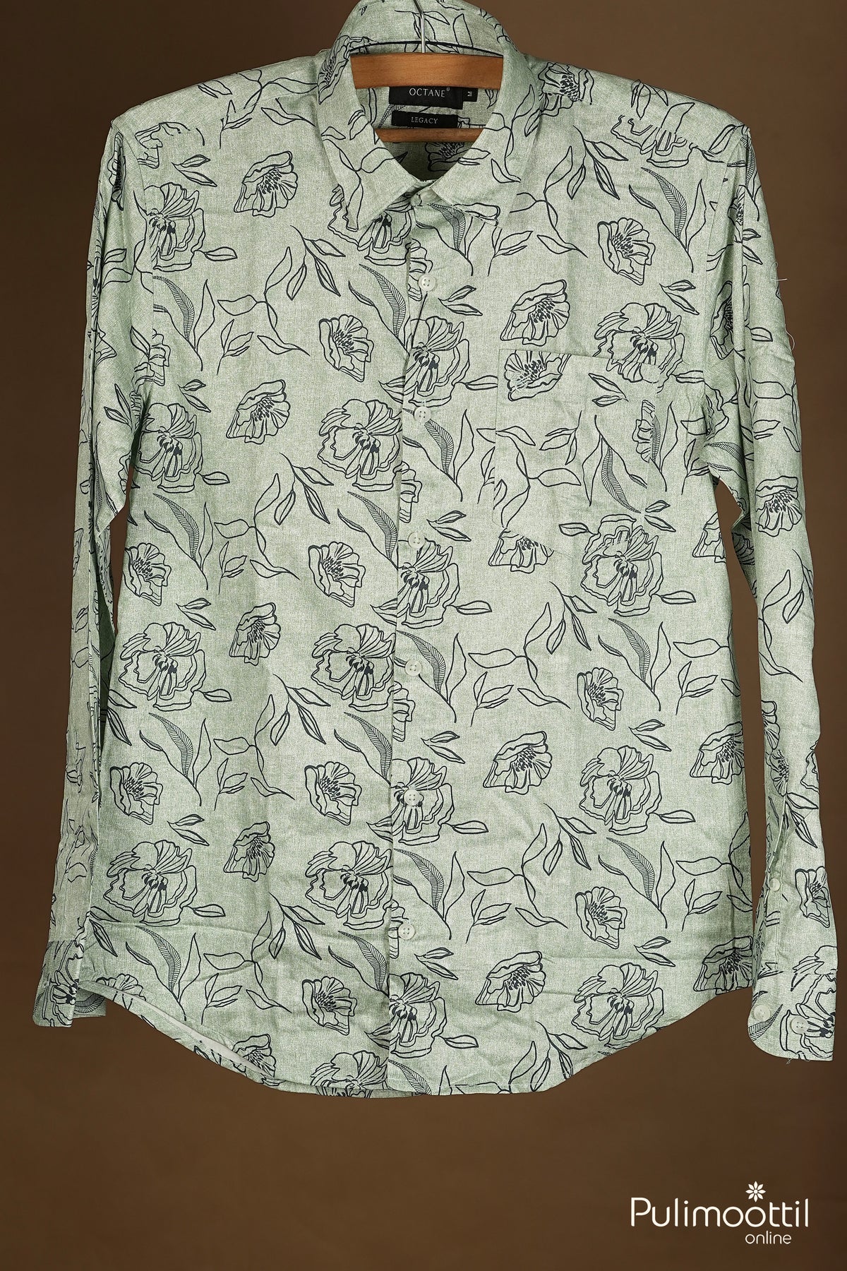Light Sage Green Color Full Sleeve Mens Shirt