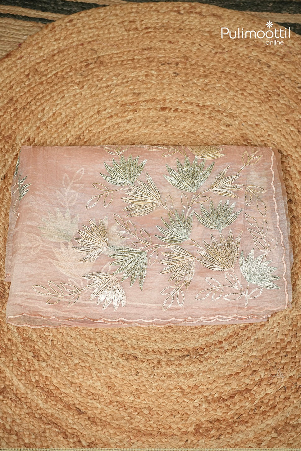 Pastel Pink Colour Organza Fancy Saree