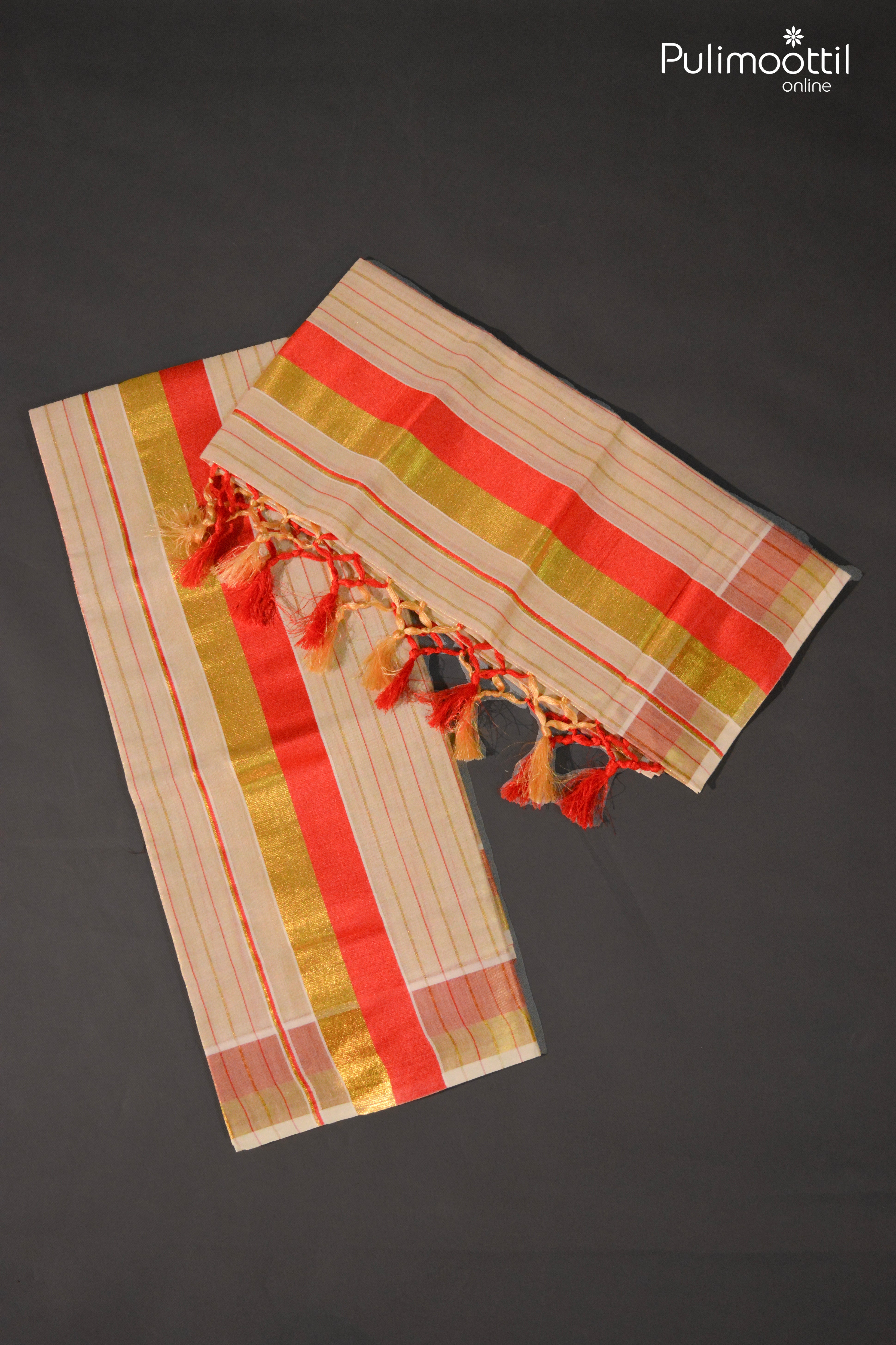 Onam Special Kerala Traditional Golden Tissue Set Dhoti