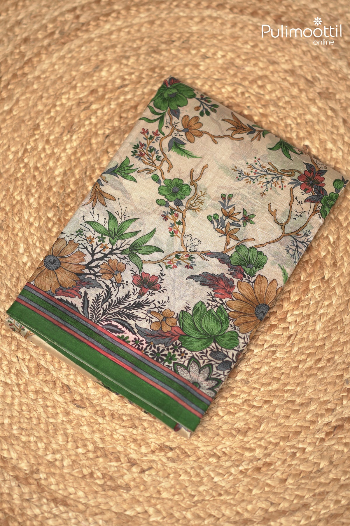 Ivory Colour Tussar Silk Saree