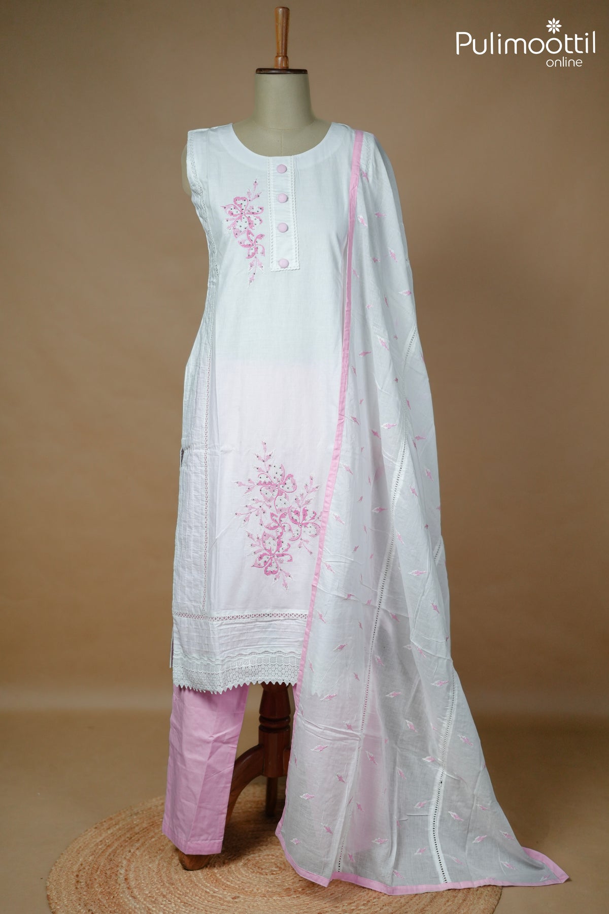 White Colour Cotton Salwar Set
