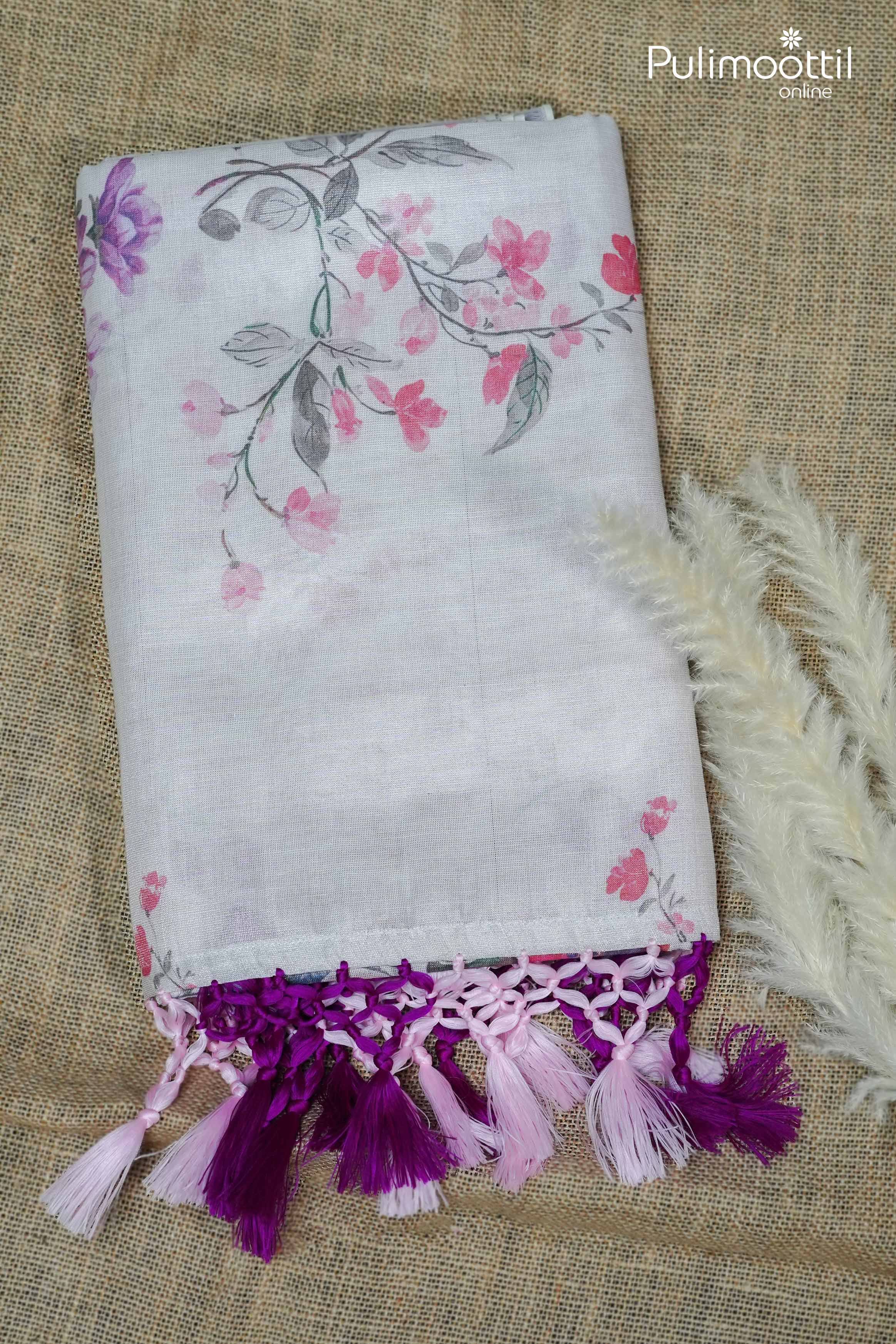 Rose Golden Tissue Kerala Set Saree.