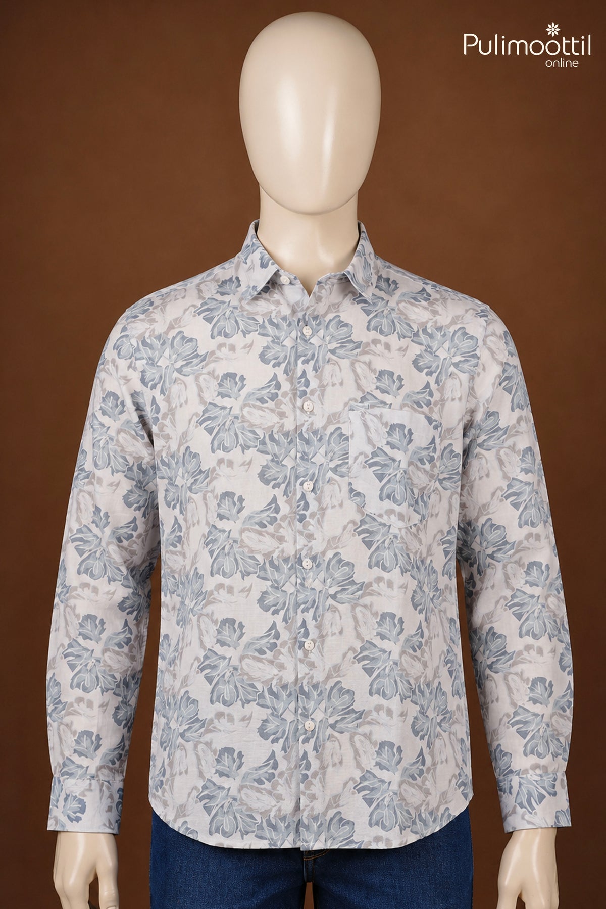 White & Blue Color Full Sleeve Mens Shirt
