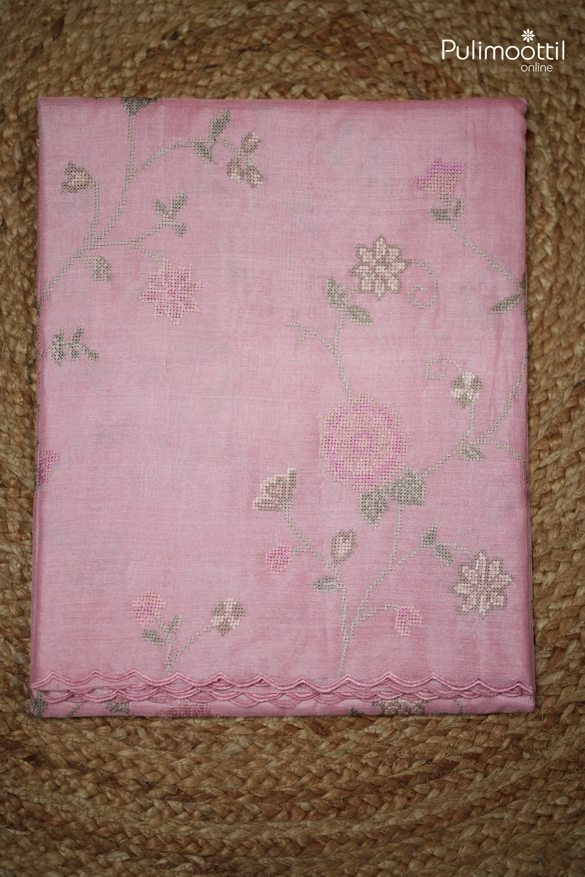Pastel Pink Colour Tussar Silk Saree