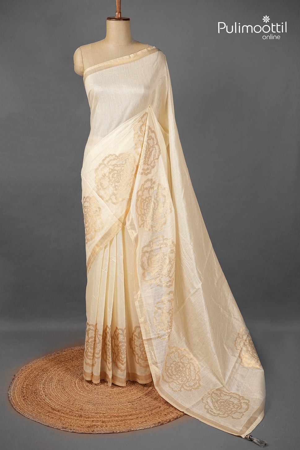 Offwhite Colour Kerala Traditional Chanderi Silk Saree
