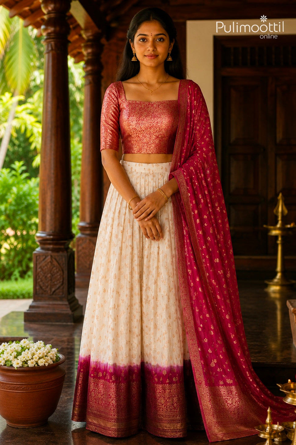 Ready-to-Stitch Dyeable Banarasi Dhavani Set