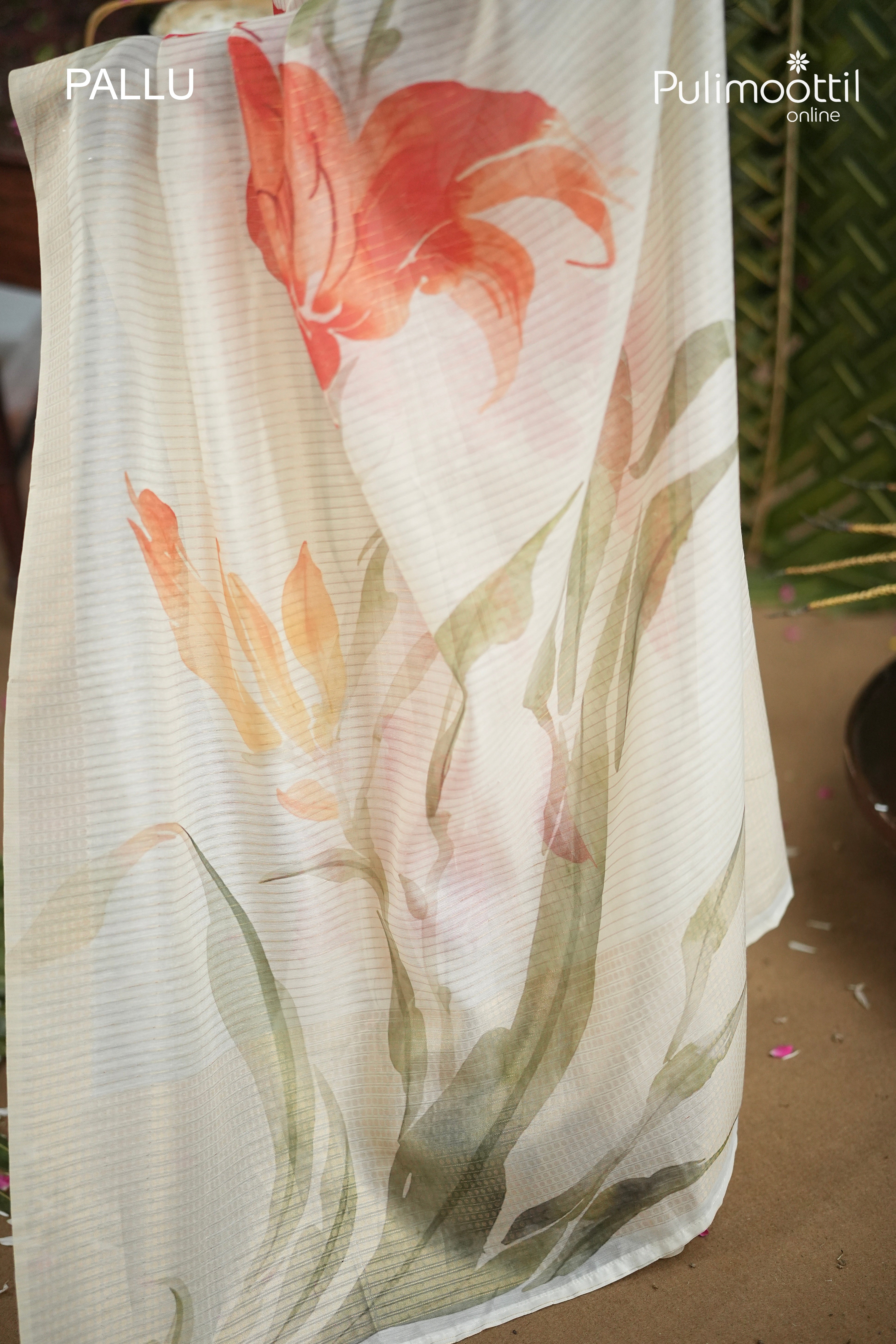 Off White Colour Semi Chanderi Traditional Saree