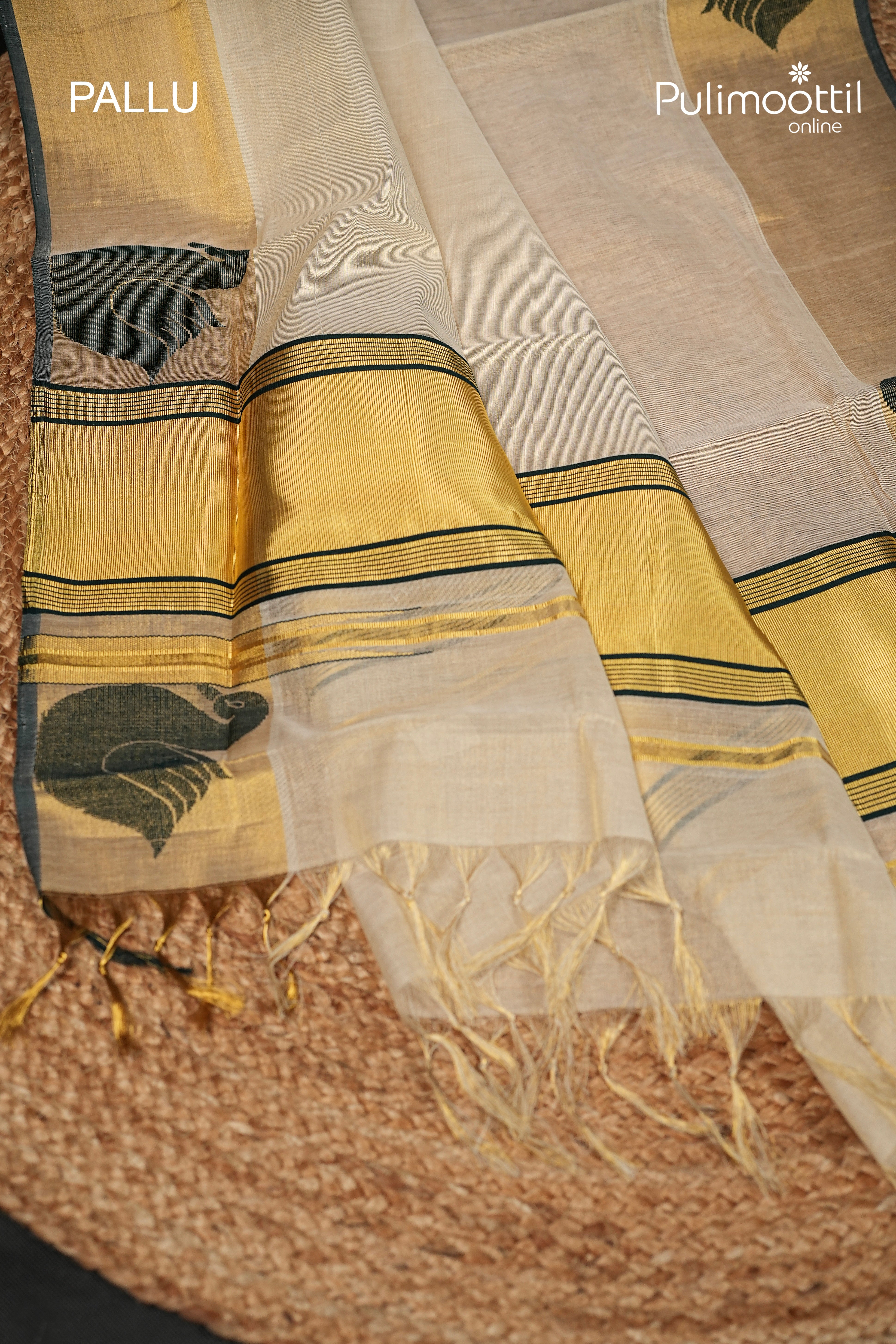 Kerala Traditional Golden Tissue Handloom Set Saree